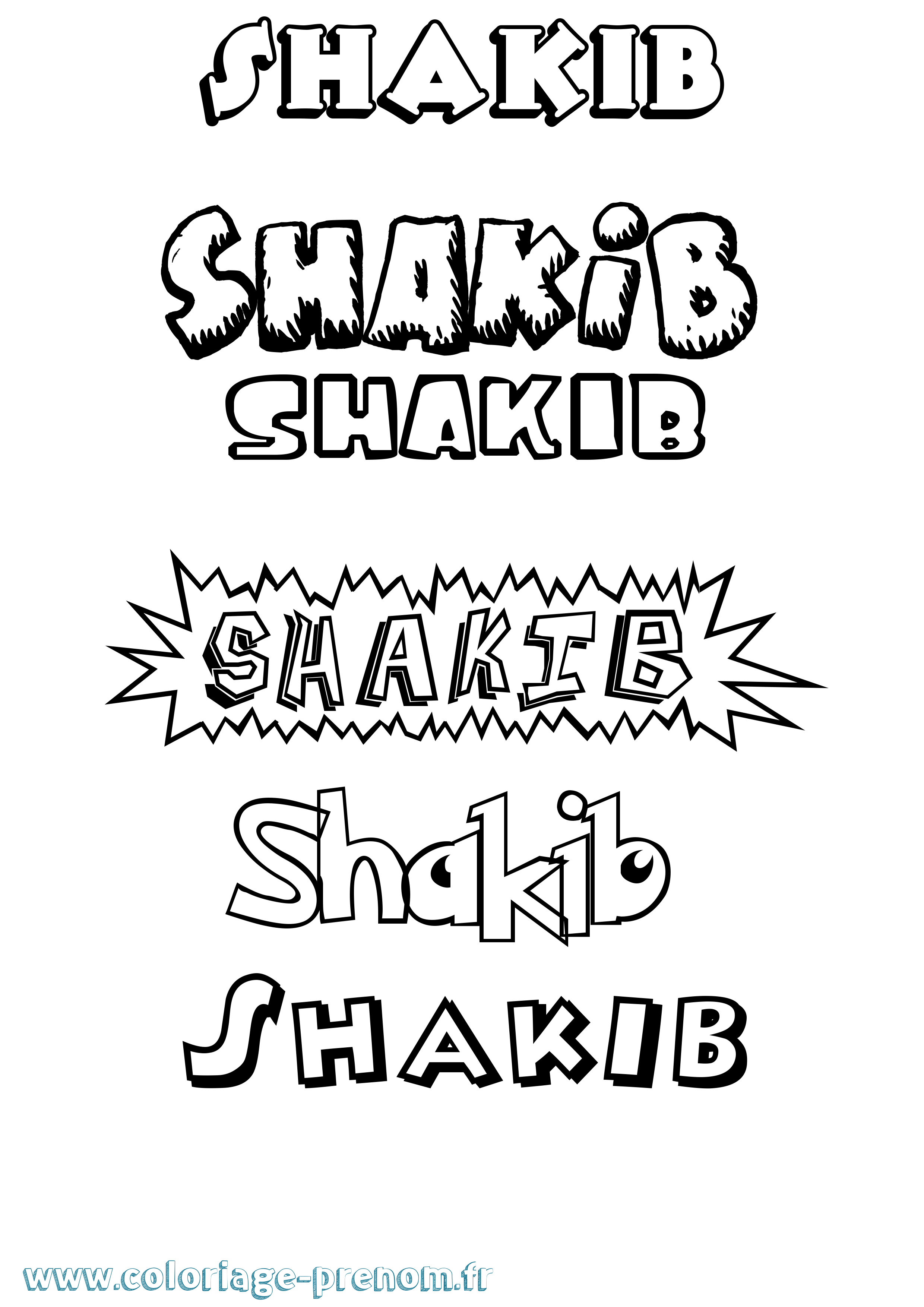 Coloriage Shakib Dessin Animé Coloriage prénom Shakib Dessin Animé