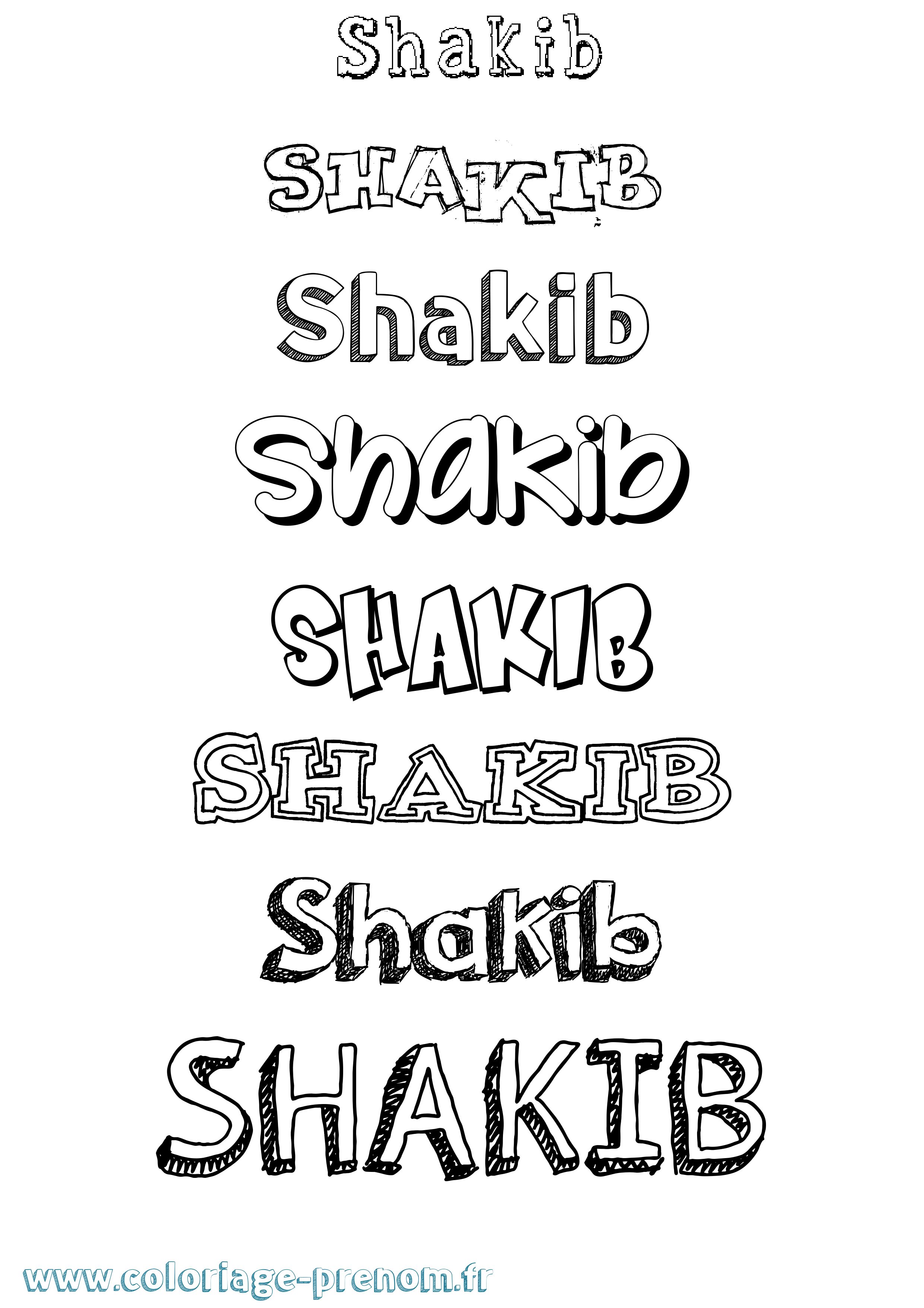 Coloriage Shakib Dessiné Coloriage prénom Shakib Dessiné