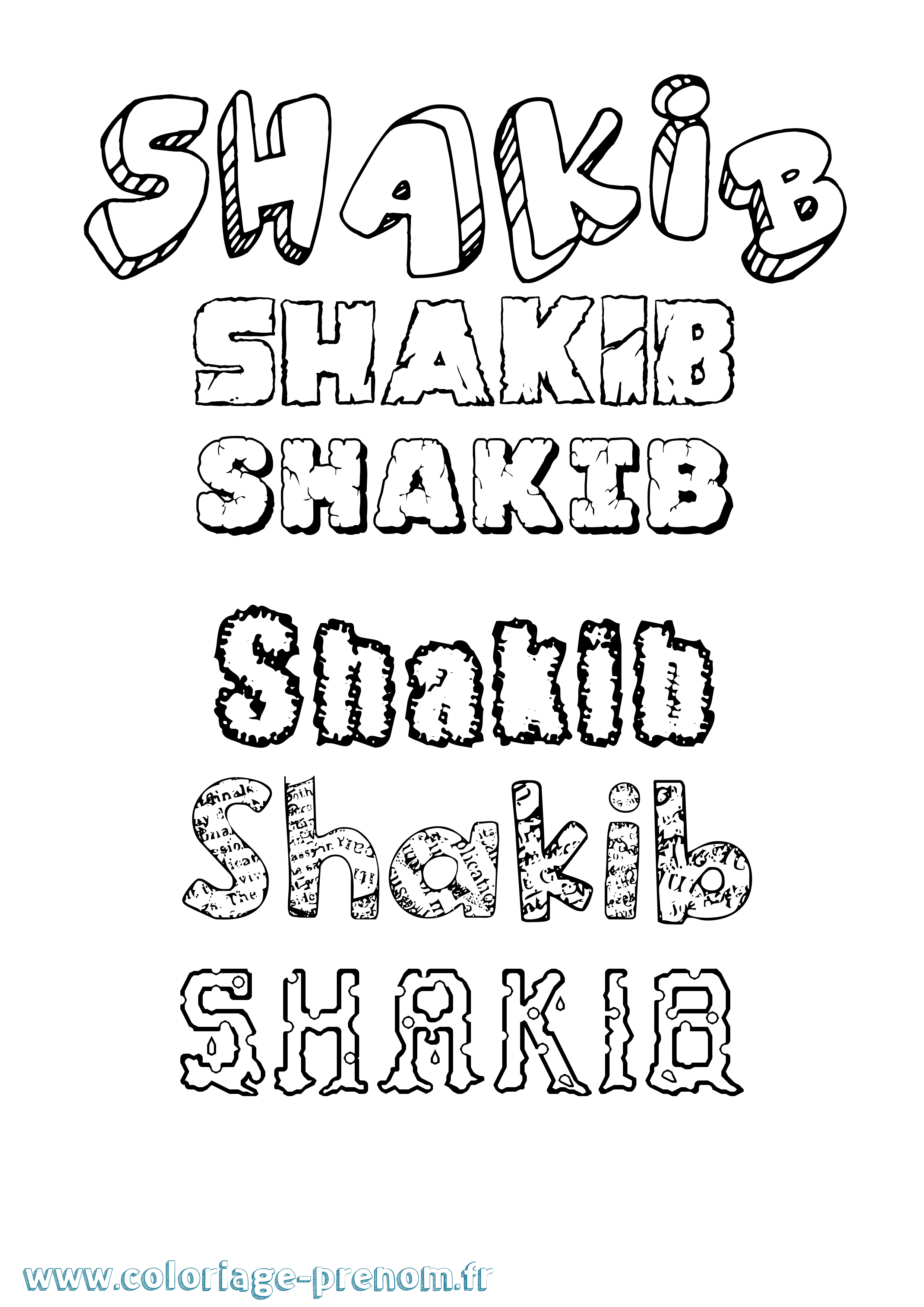 Coloriage Shakib Destructuré Coloriage prénom Shakib Destructuré