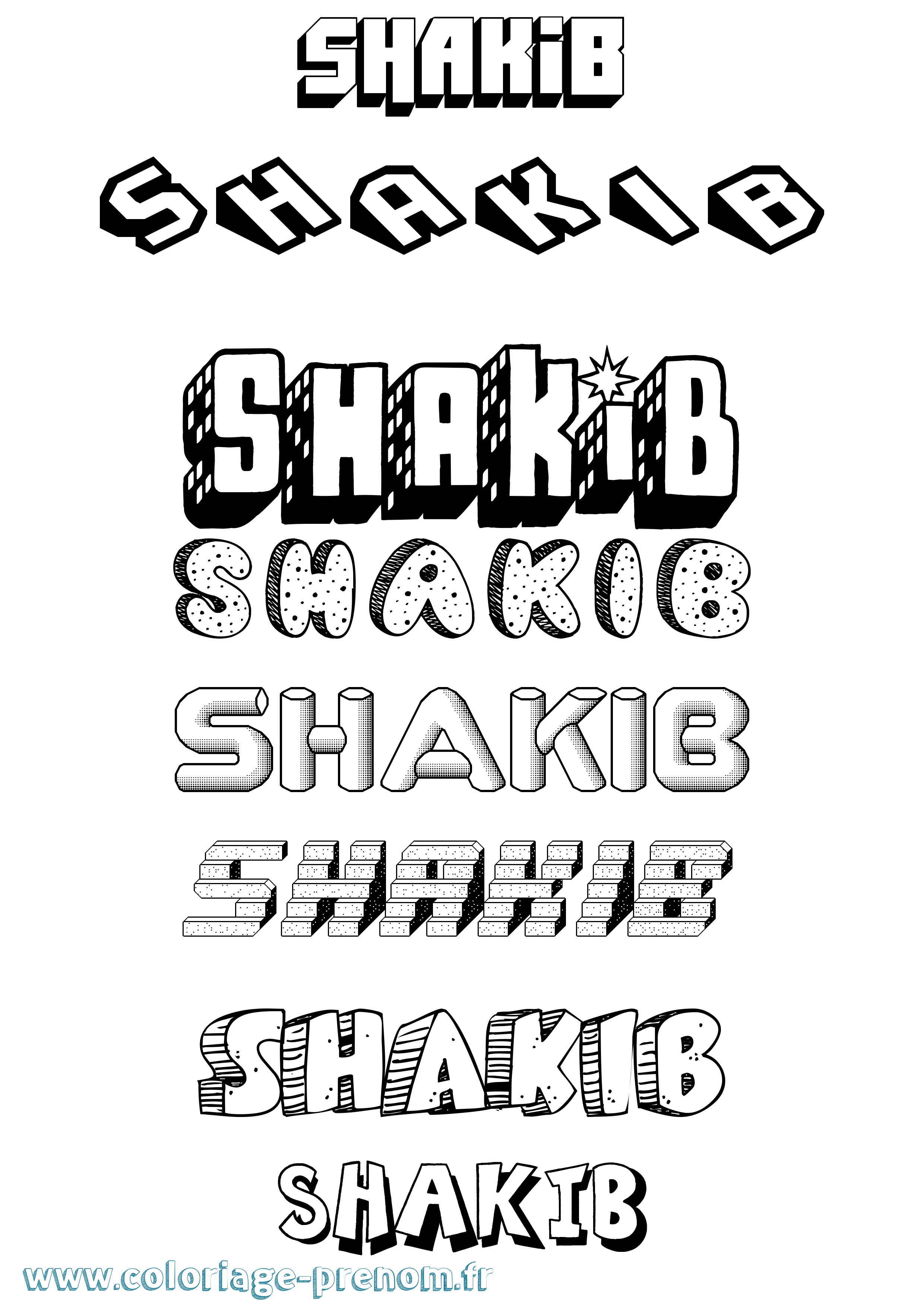 Coloriage Shakib Effet 3D Coloriage prénom Shakib Effet 3D