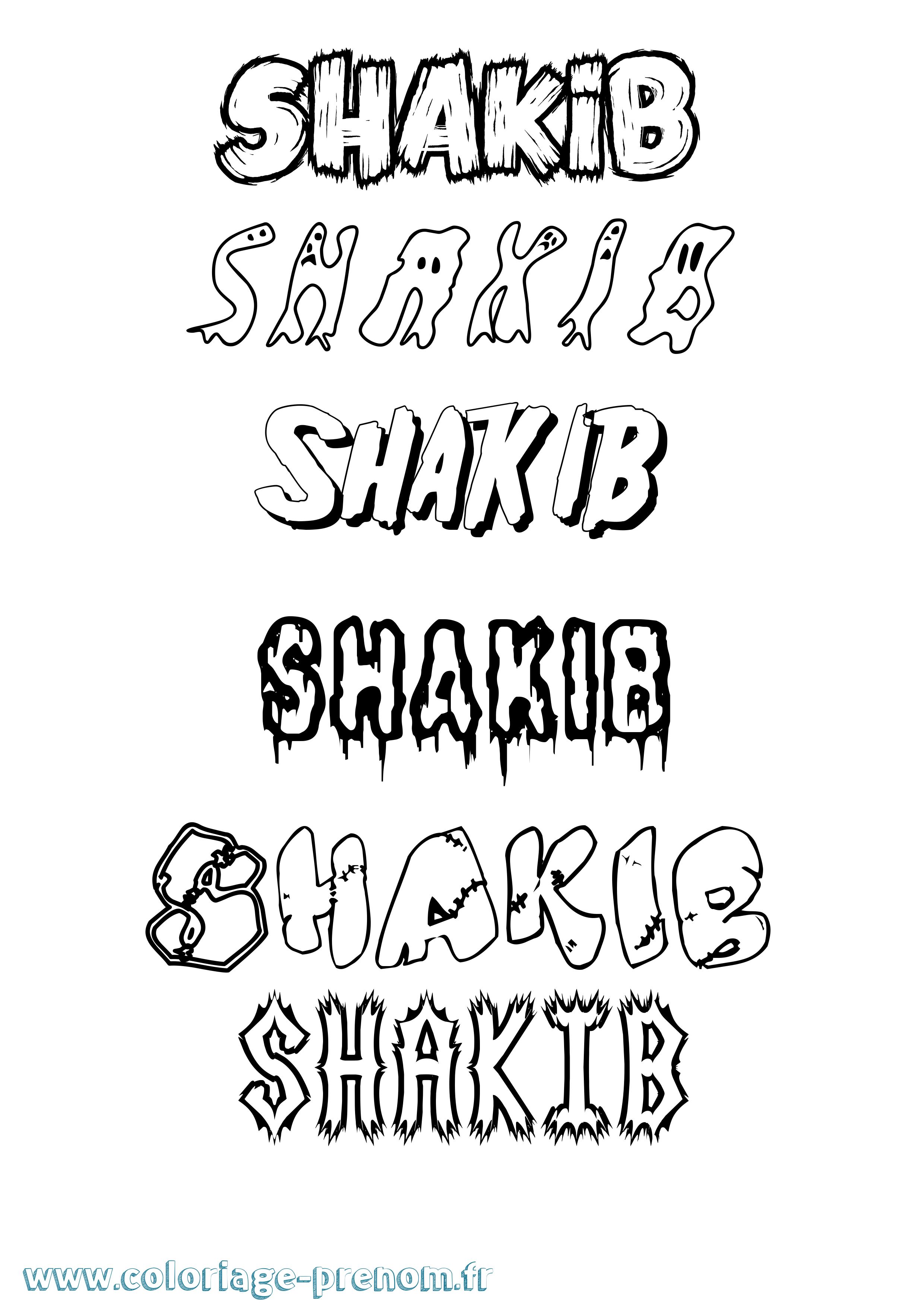 Coloriage Shakib Frisson Coloriage prénom Shakib Frisson