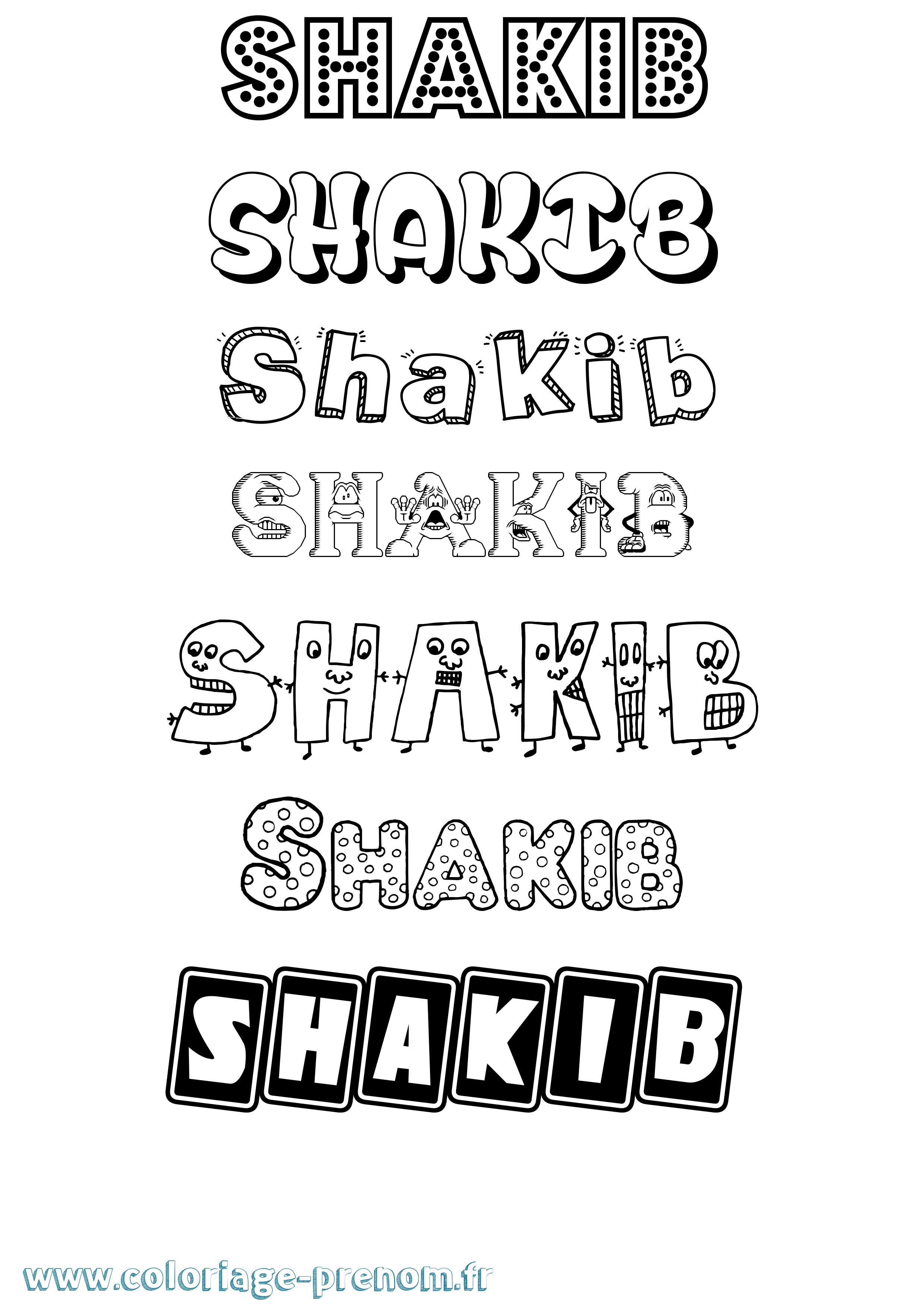 Coloriage Shakib Fun Coloriage prénom Shakib Fun
