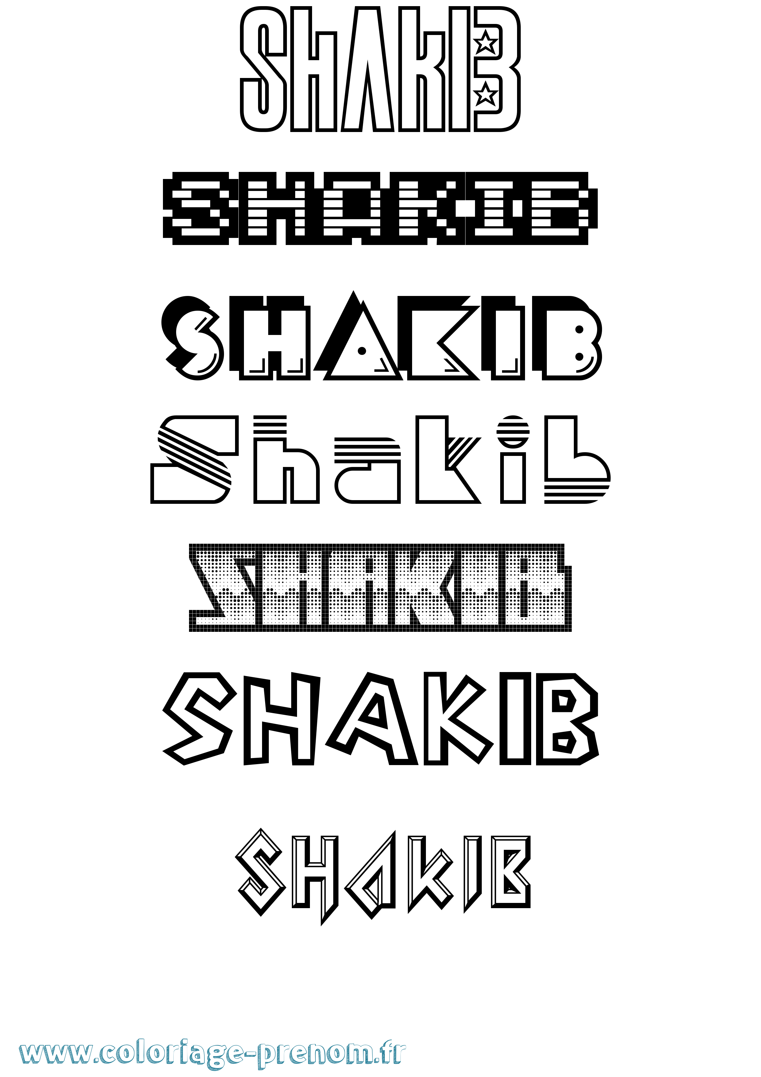 Coloriage Shakib Jeux Vidéos Coloriage prénom Shakib Jeux Vidéos