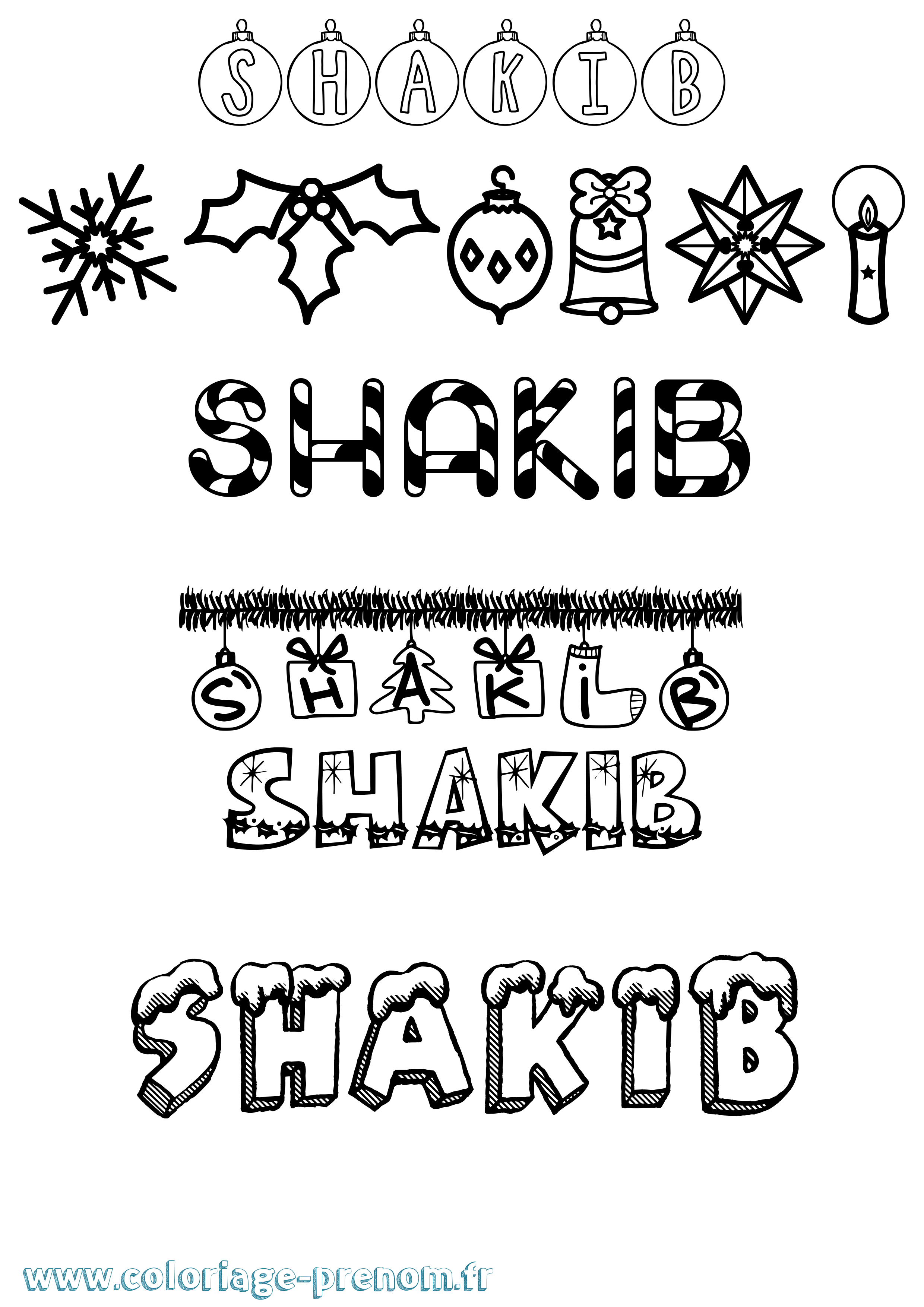 Coloriage Shakib Noël Coloriage prénom Shakib Noël