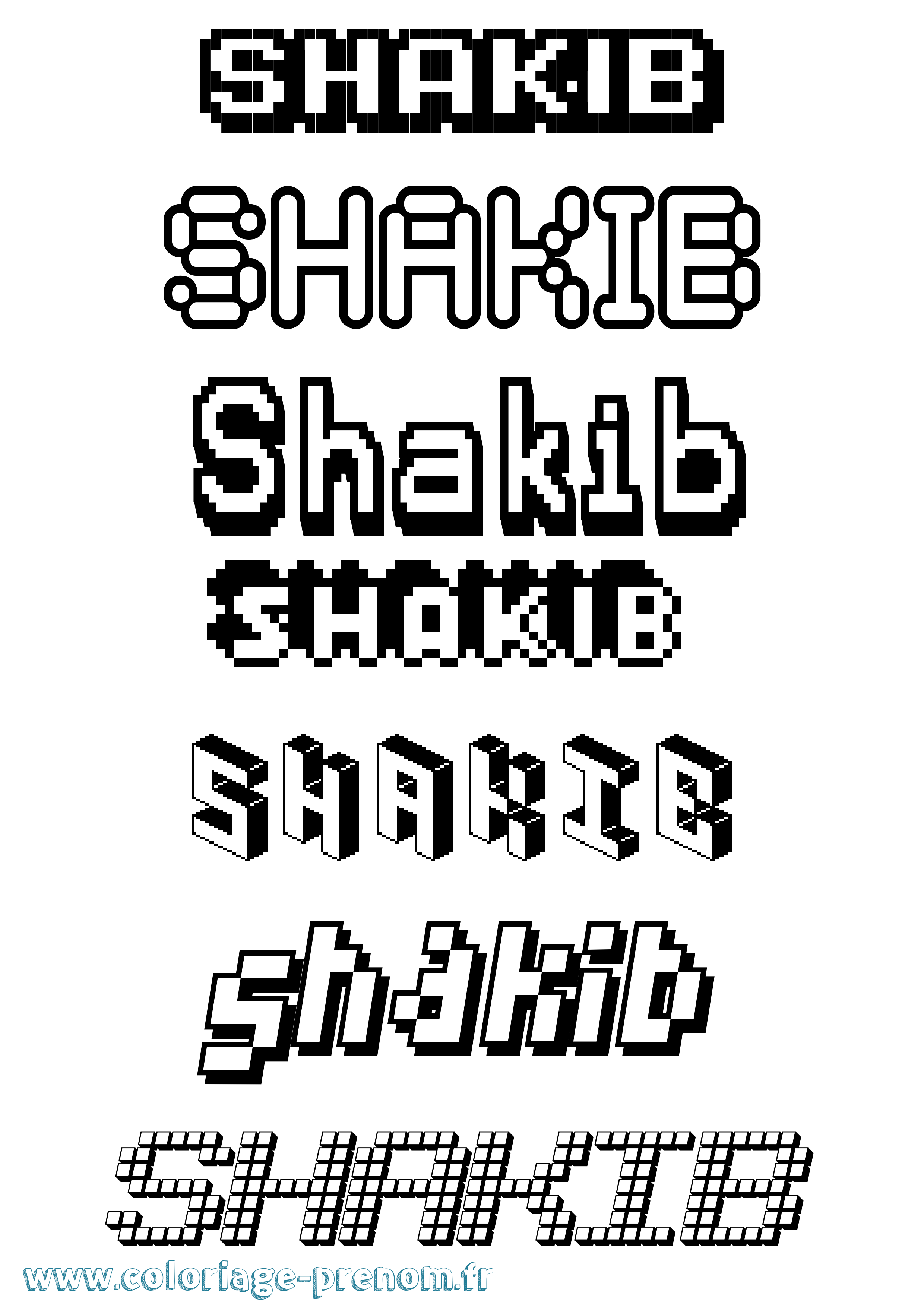 Coloriage Shakib Pixel Coloriage prénom Shakib Pixel