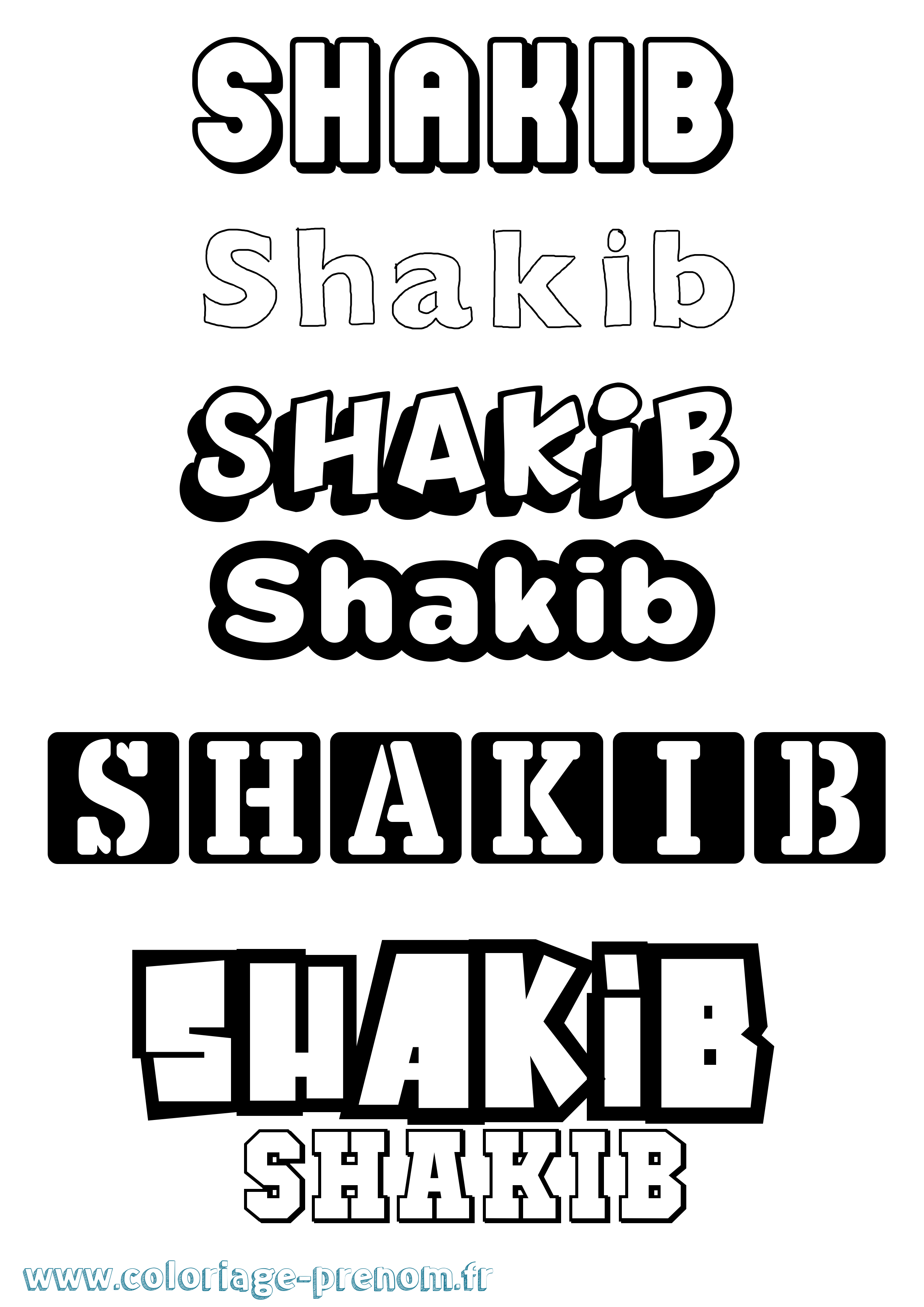 Coloriage Shakib Simple Coloriage prénom Shakib Simple