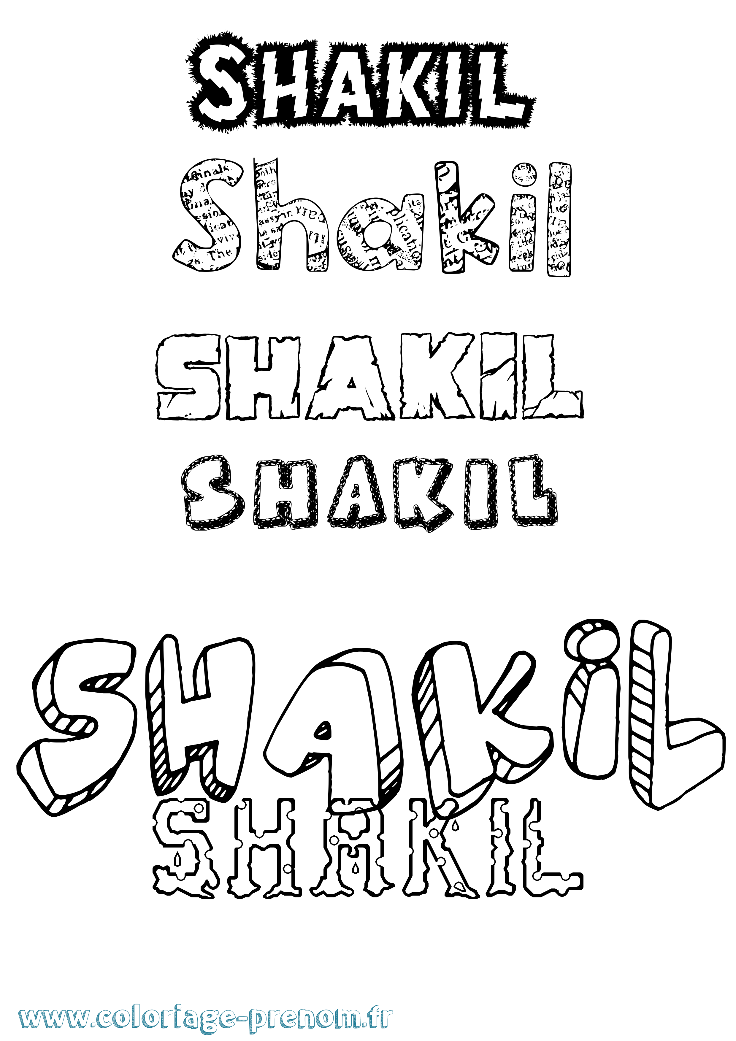 Coloriage Shakil Destructuré Coloriage prénom Shakil Destructuré