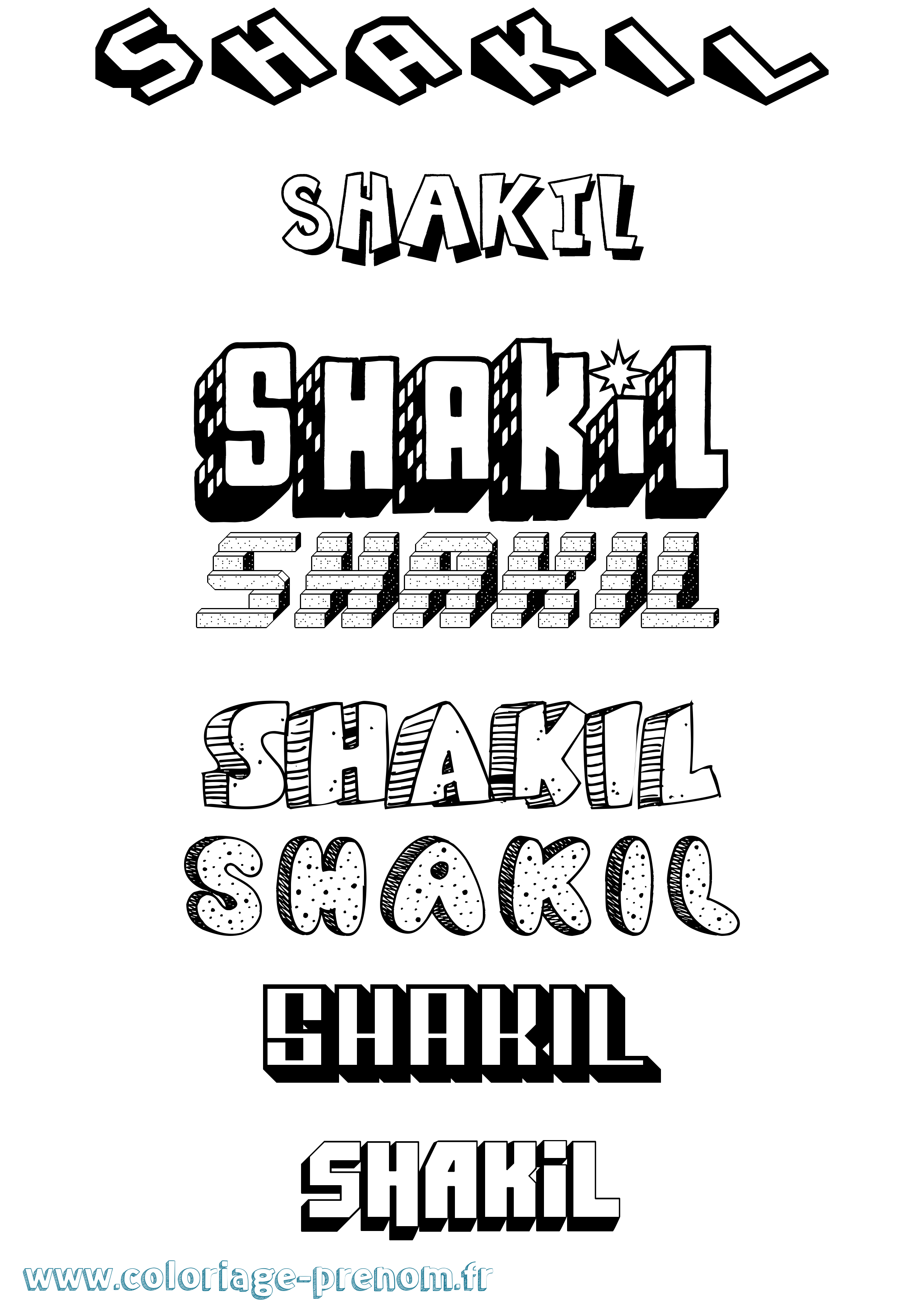 Coloriage Shakil Effet 3D Coloriage prénom Shakil Effet 3D