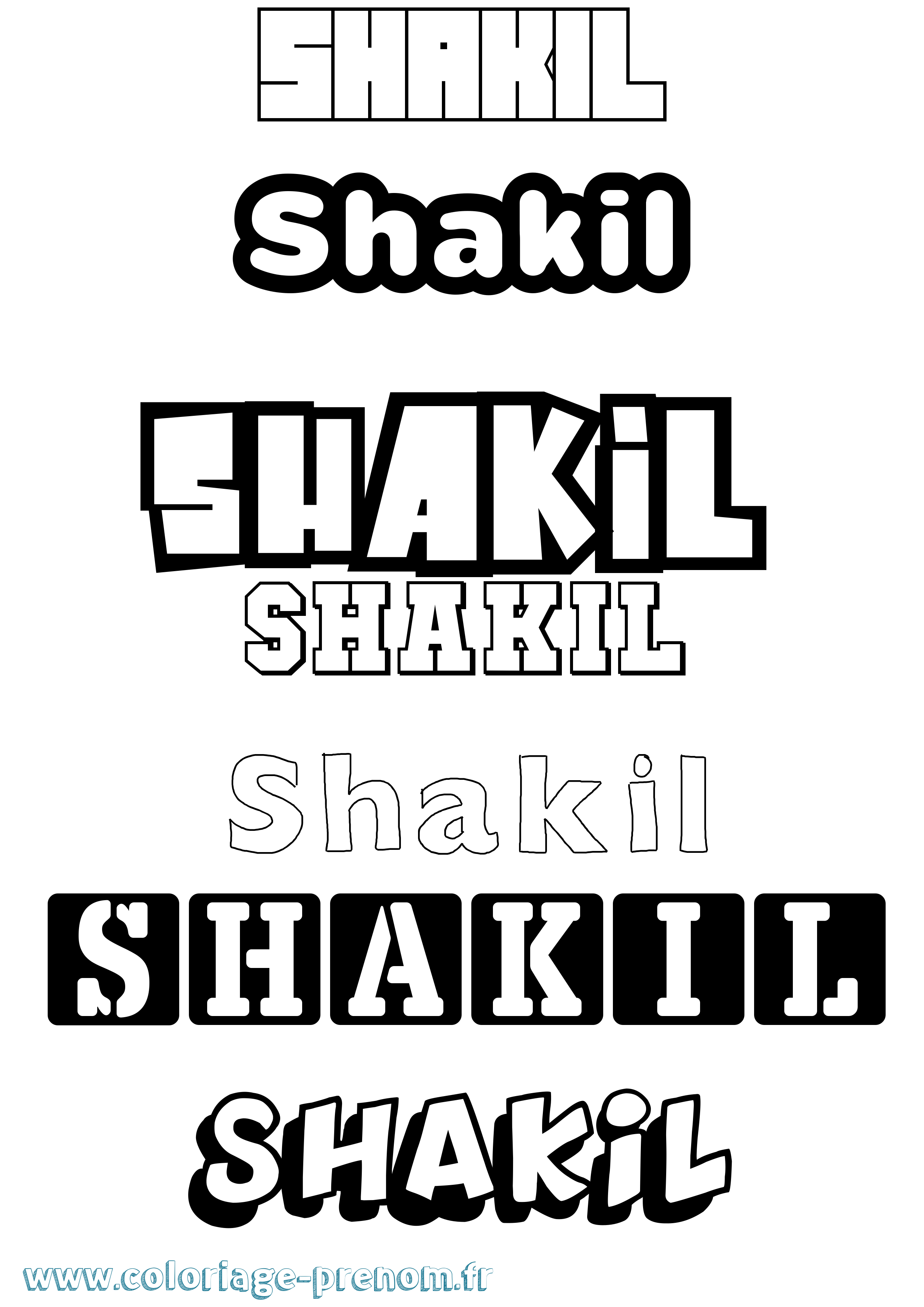 Coloriage Shakil Simple Coloriage prénom Shakil Simple
