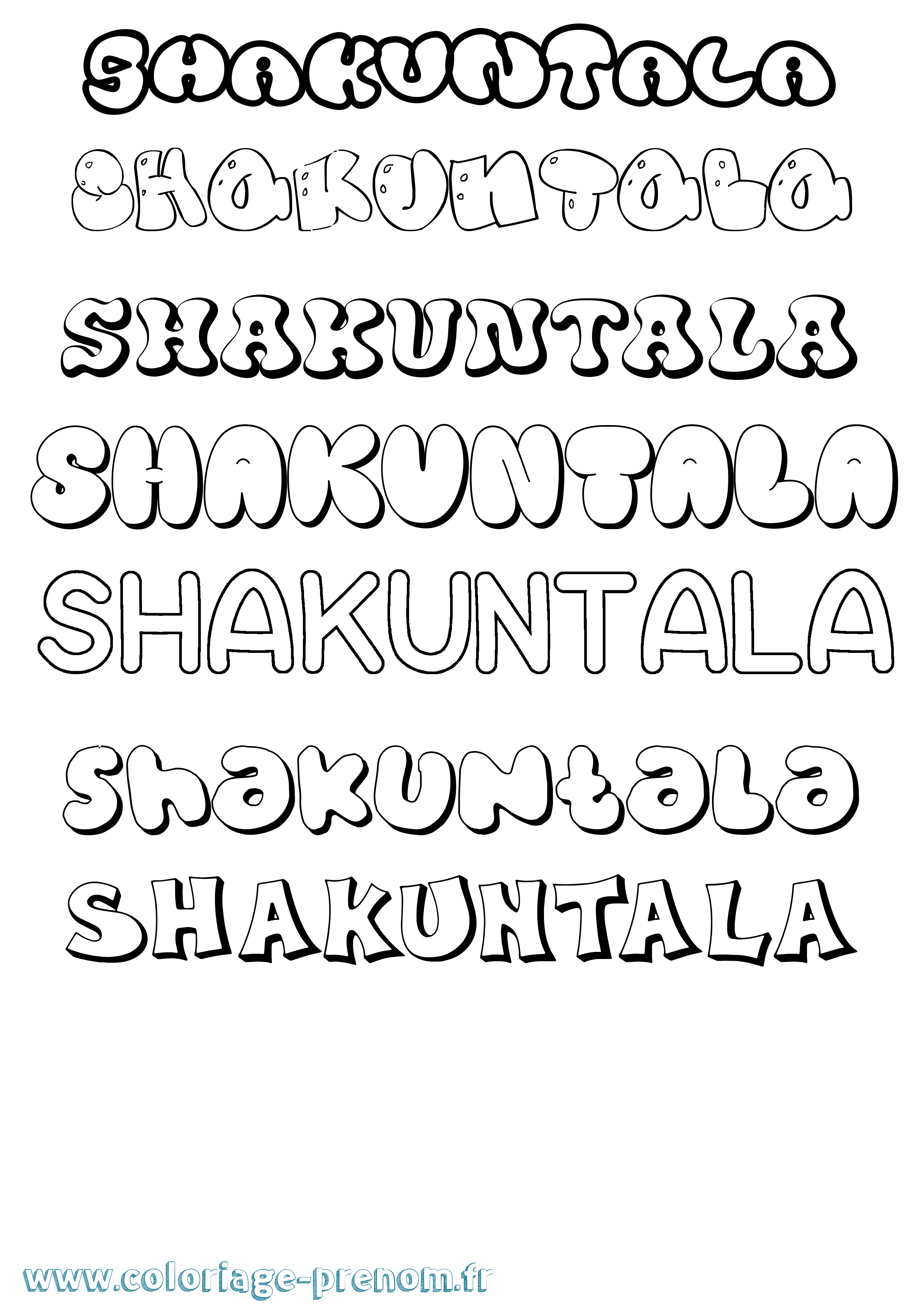 Coloriage Shakuntala Bubble Coloriage prénom Shakuntala Bubble