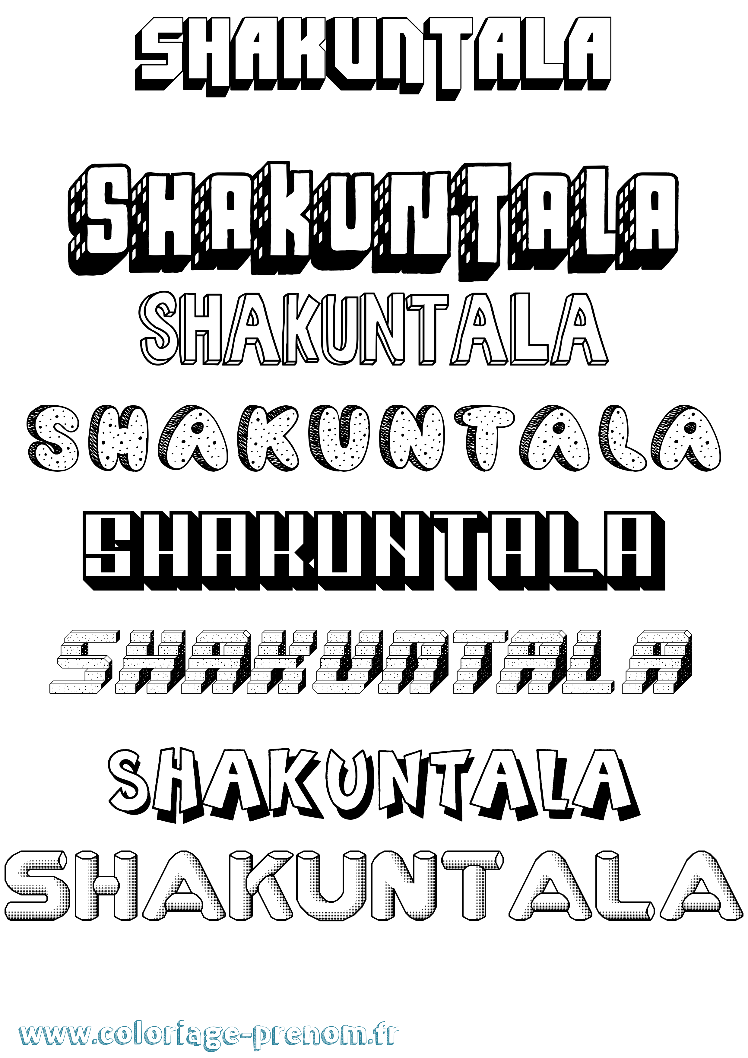 Coloriage Shakuntala Effet 3D Coloriage prénom Shakuntala Effet 3D