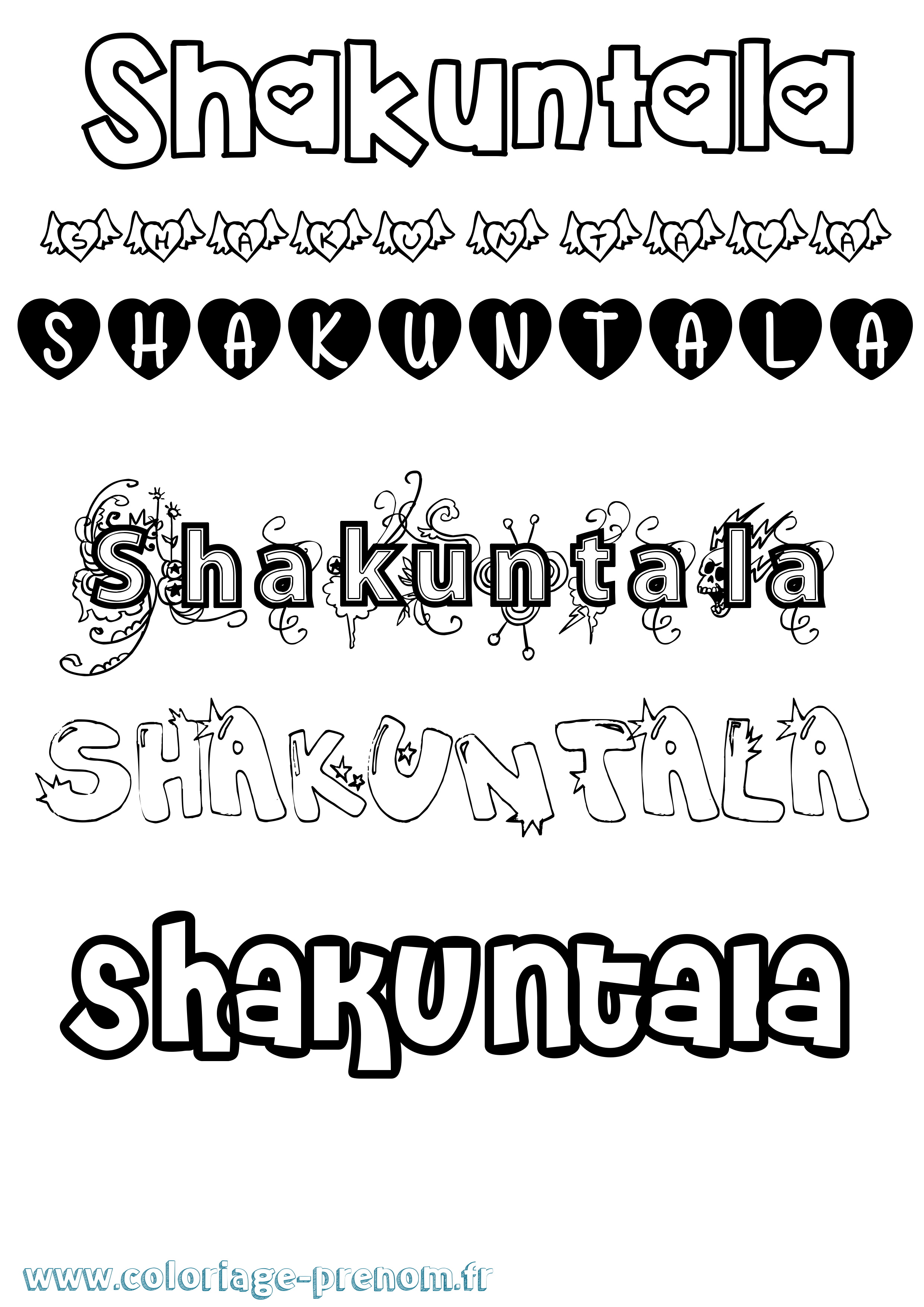 Coloriage Shakuntala Girly Coloriage prénom Shakuntala Girly