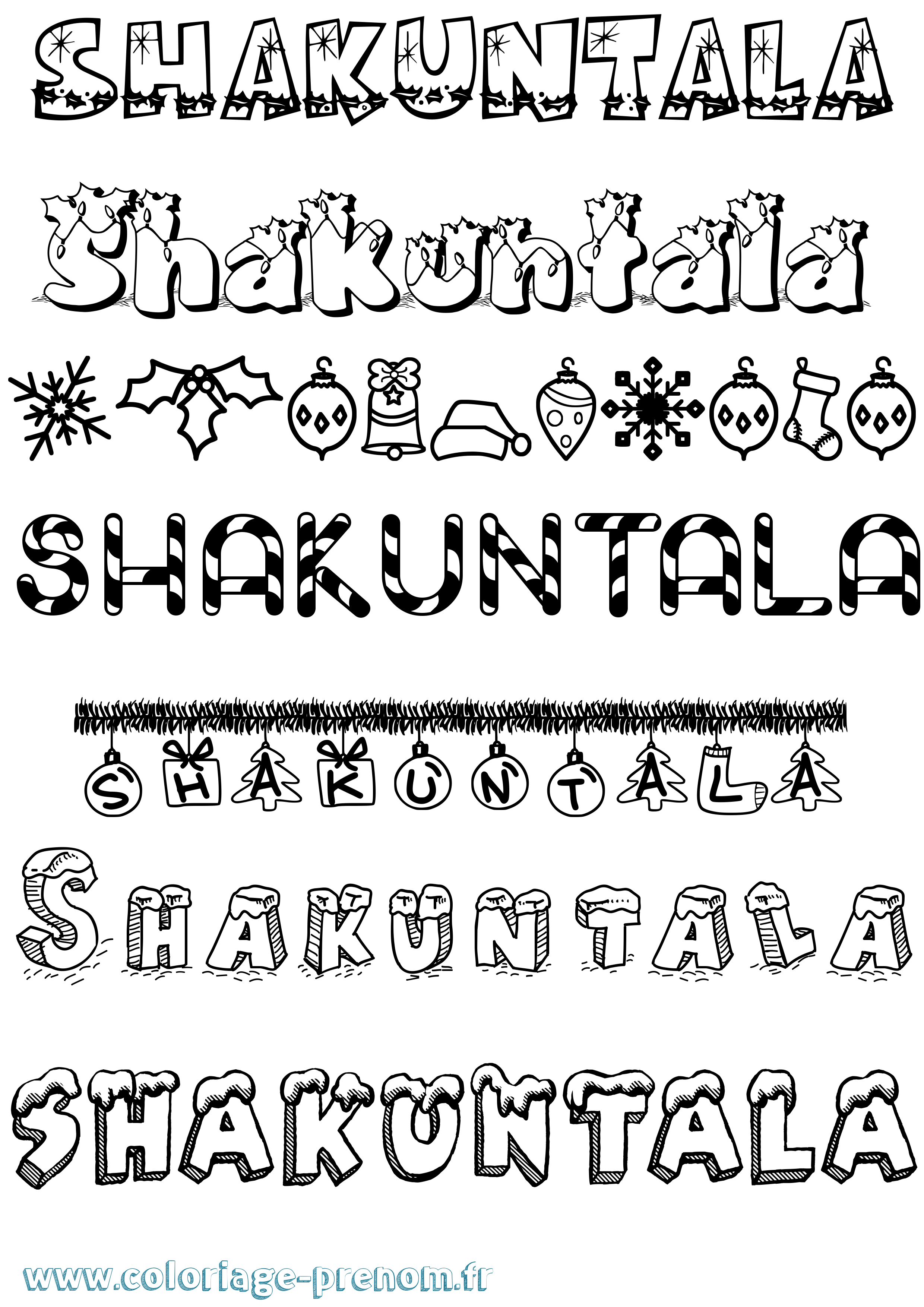 Coloriage Shakuntala Noël Coloriage prénom Shakuntala Noël