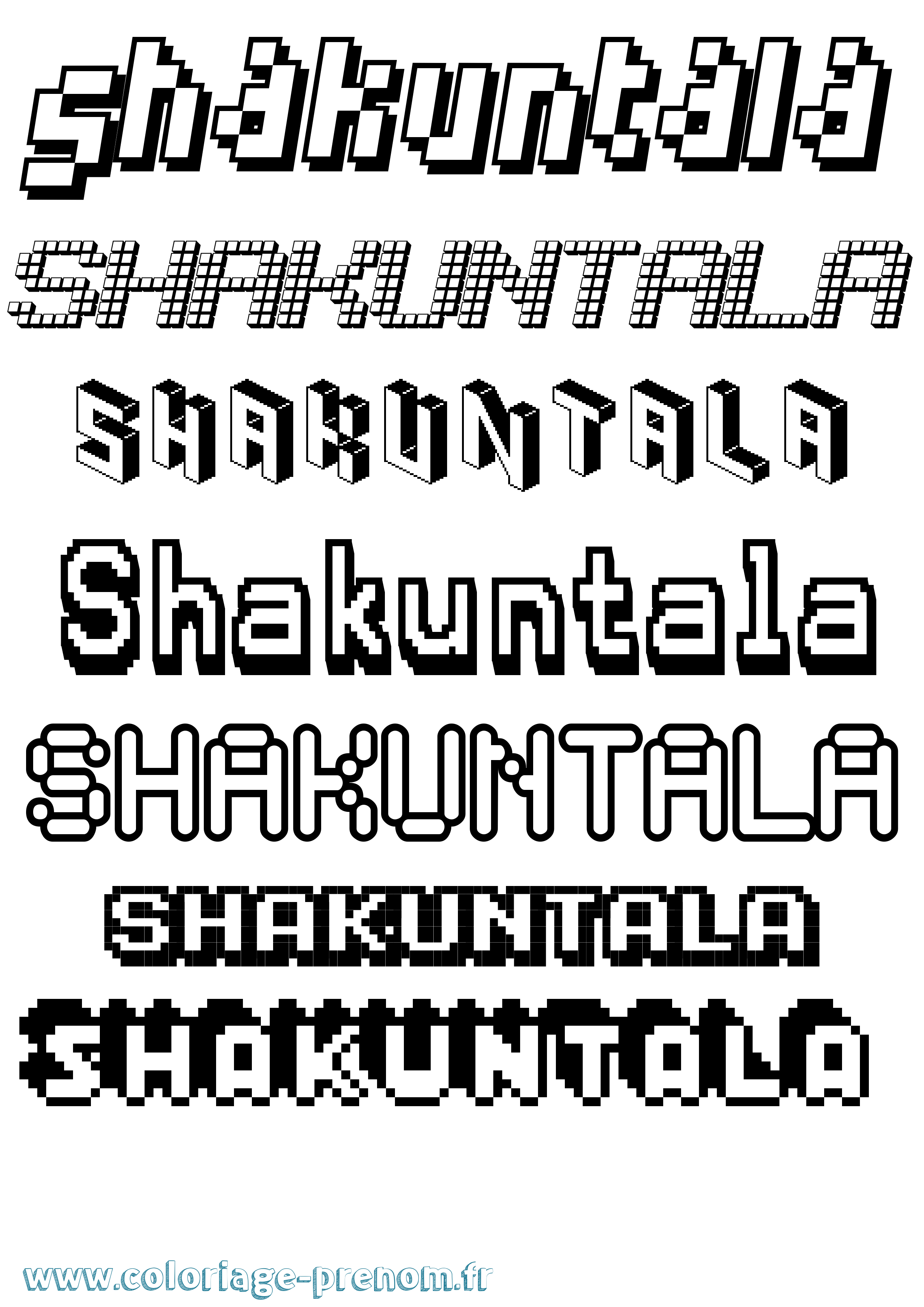 Coloriage Shakuntala Pixel Coloriage prénom Shakuntala Pixel