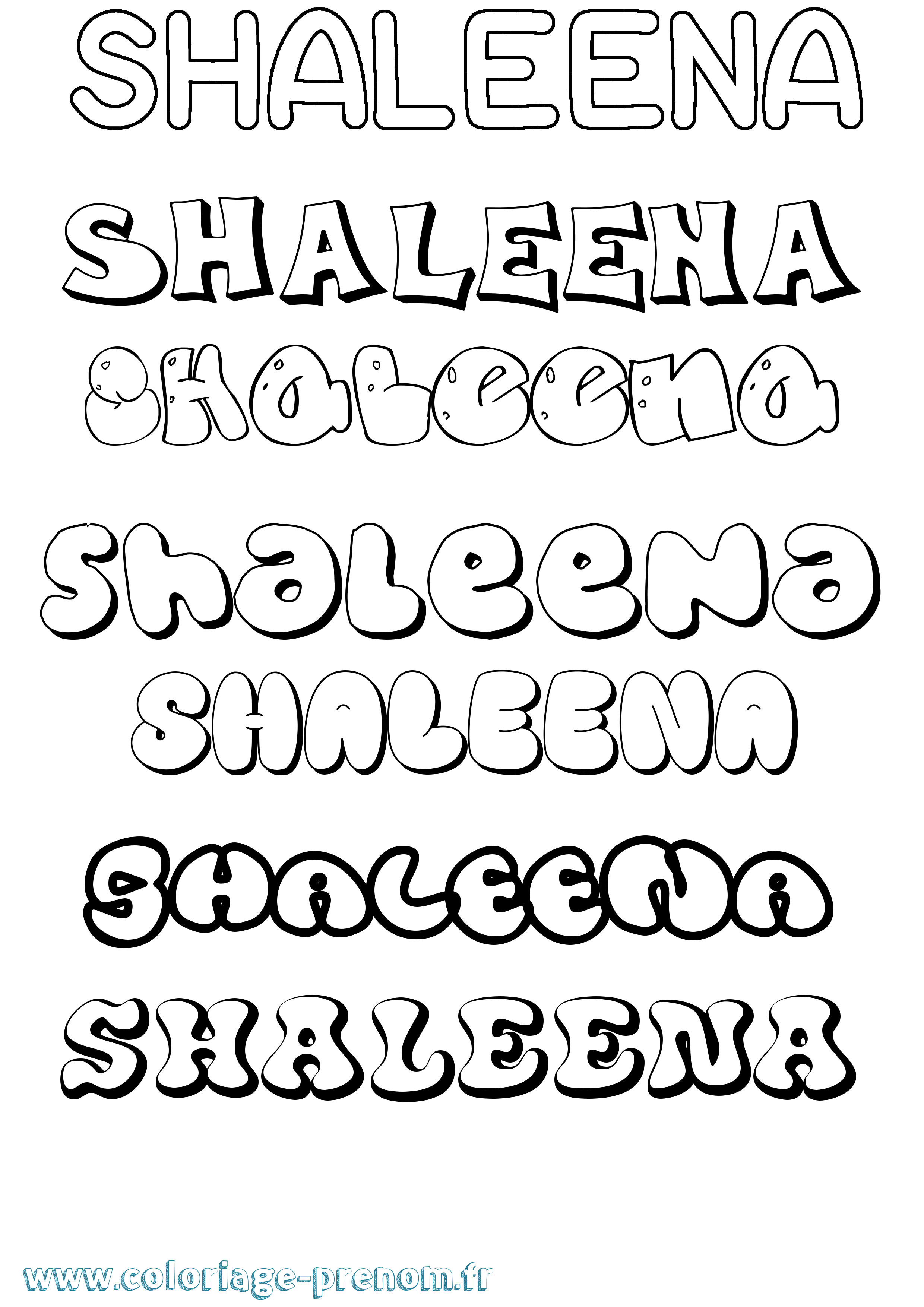 Coloriage Shaleena Bubble Coloriage prénom Shaleena Bubble