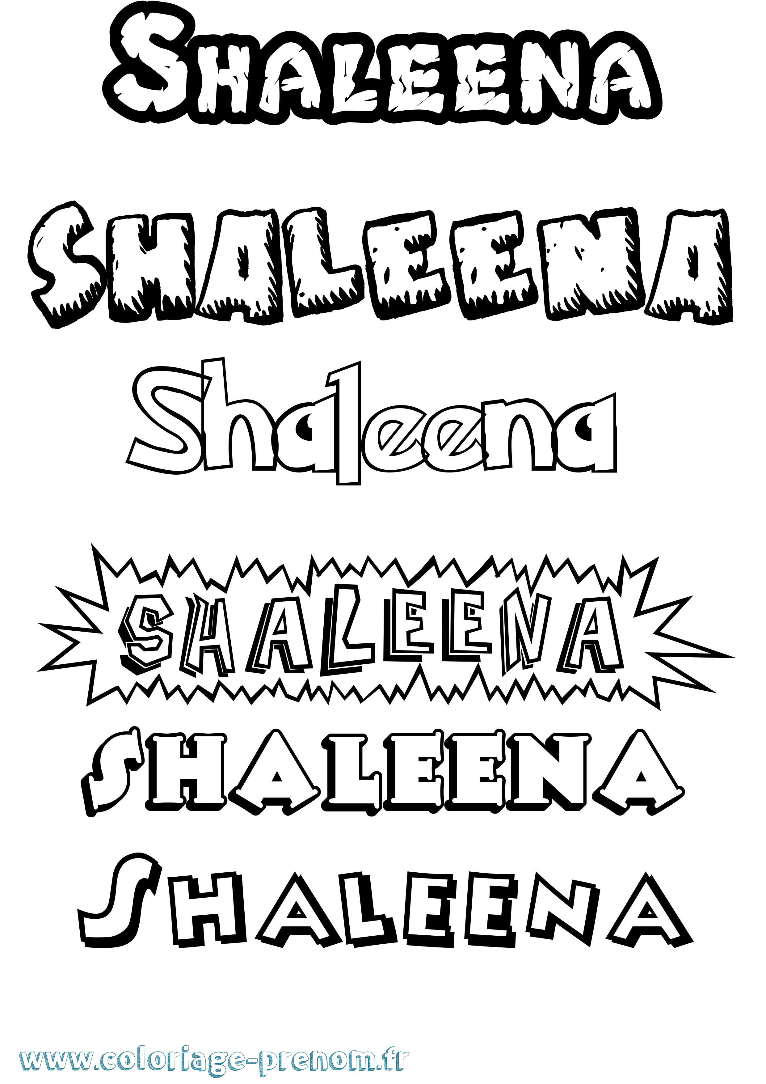 Coloriage Shaleena Dessin Animé Coloriage prénom Shaleena Dessin Animé