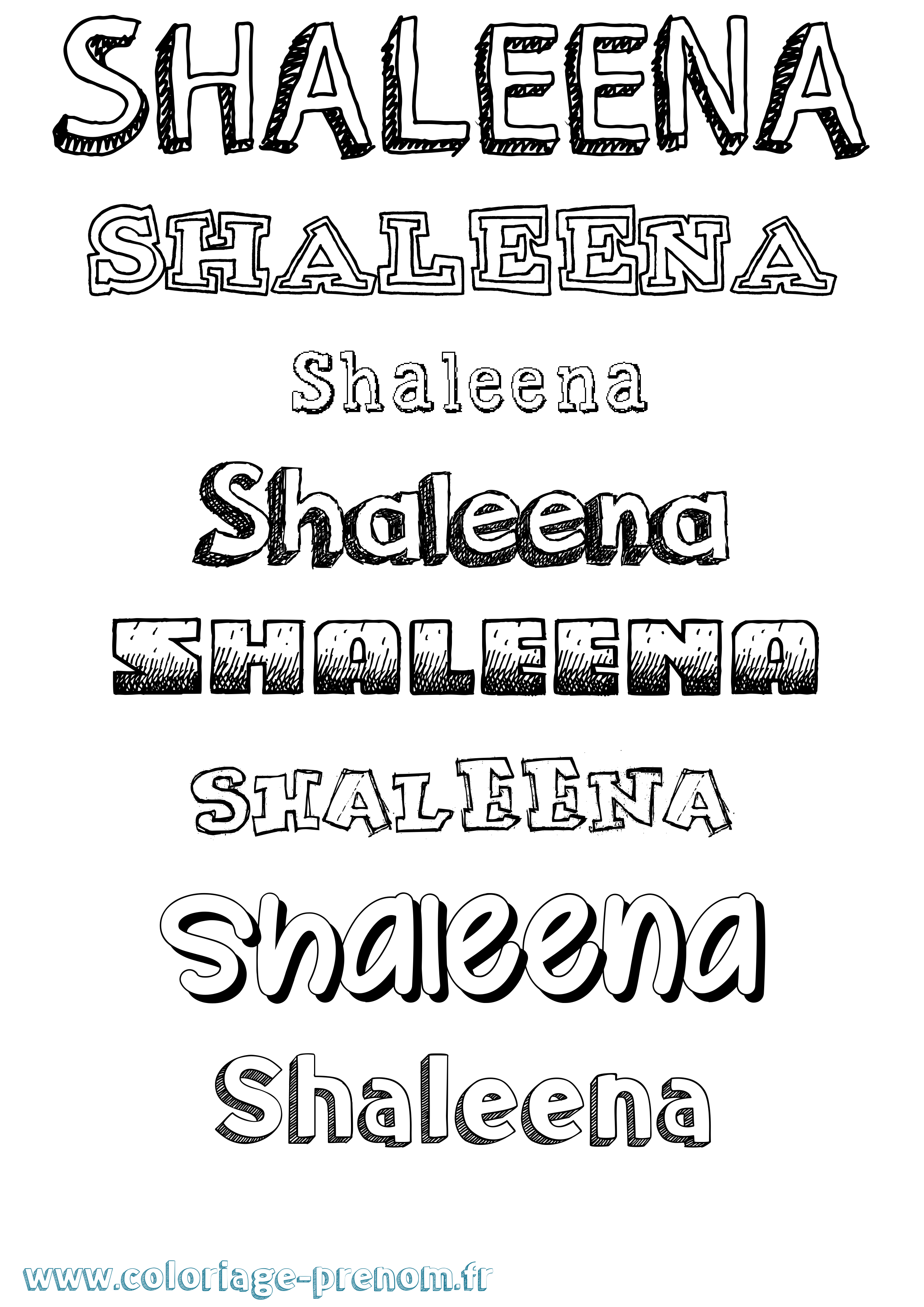 Coloriage Shaleena Dessiné Coloriage prénom Shaleena Dessiné