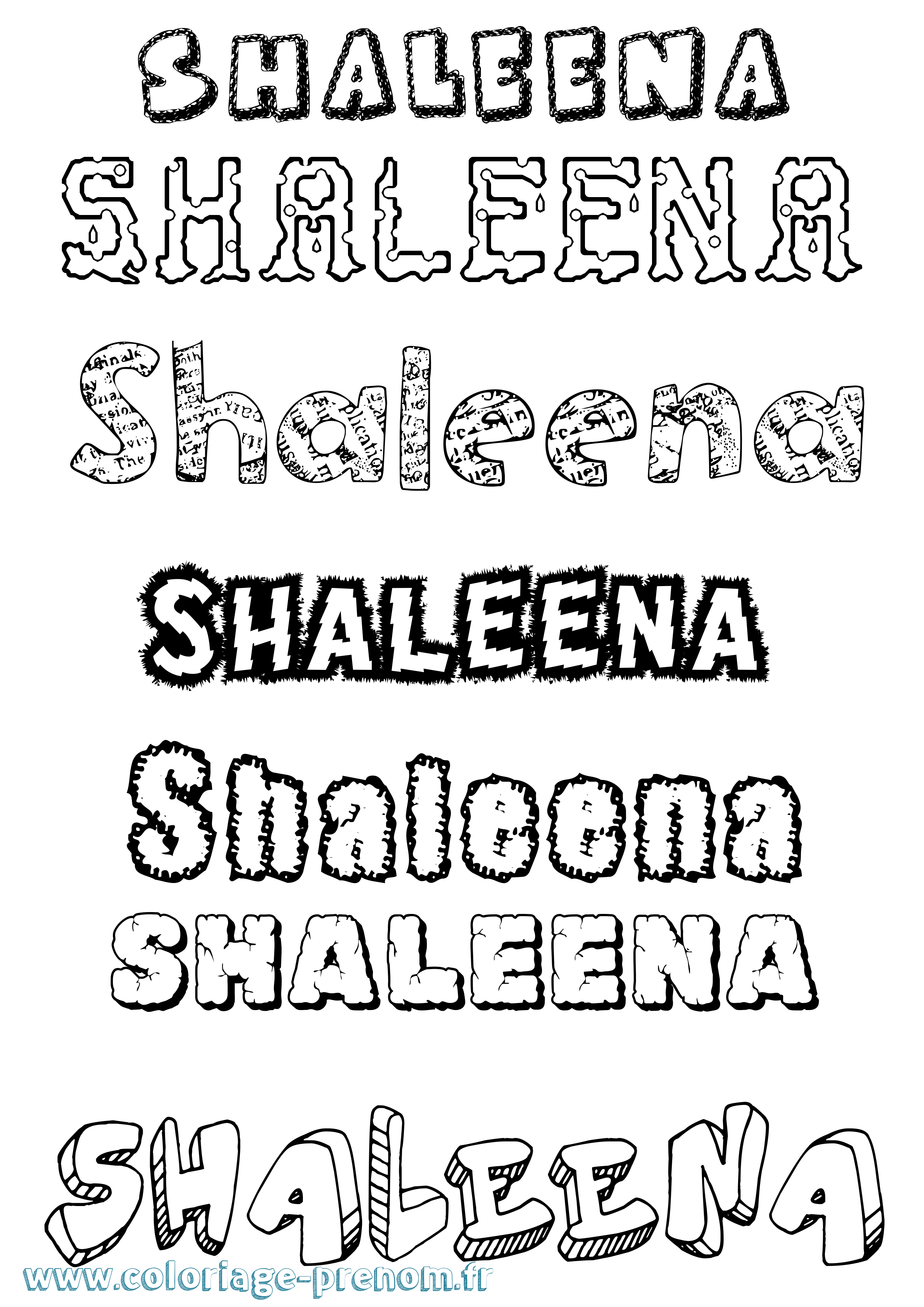 Coloriage Shaleena Destructuré Coloriage prénom Shaleena Destructuré