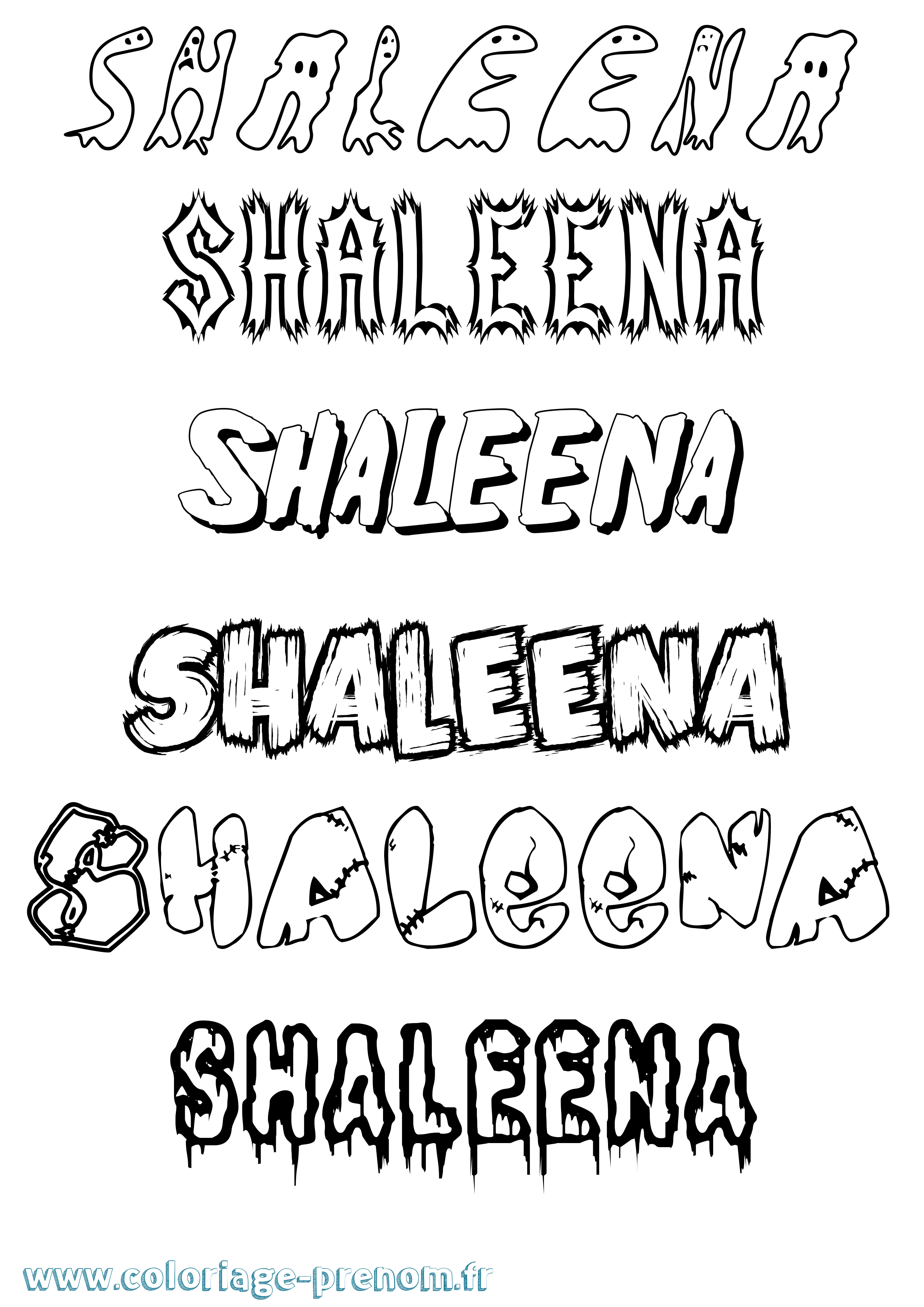 Coloriage Shaleena Frisson Coloriage prénom Shaleena Frisson