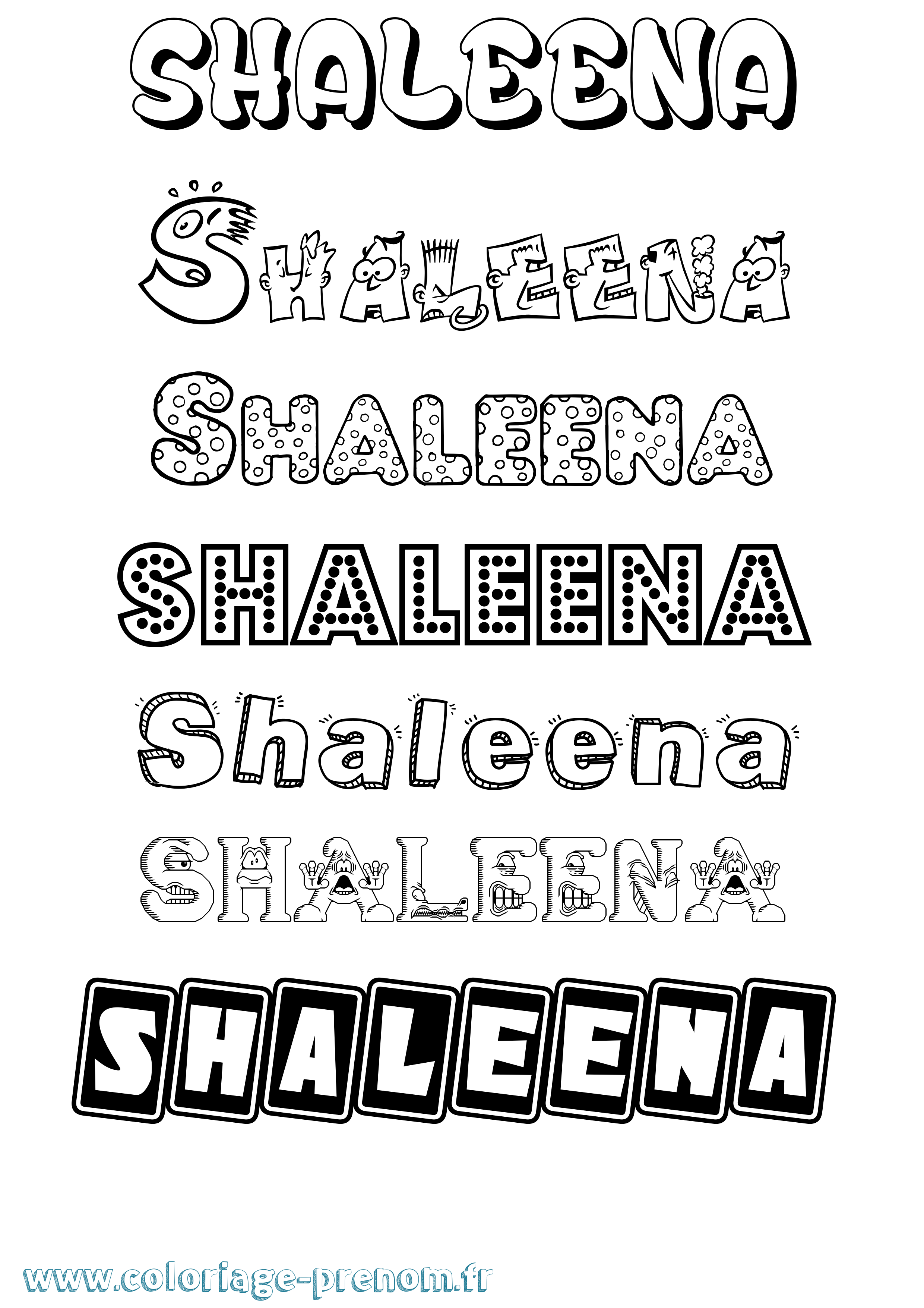 Coloriage Shaleena Fun Coloriage prénom Shaleena Fun
