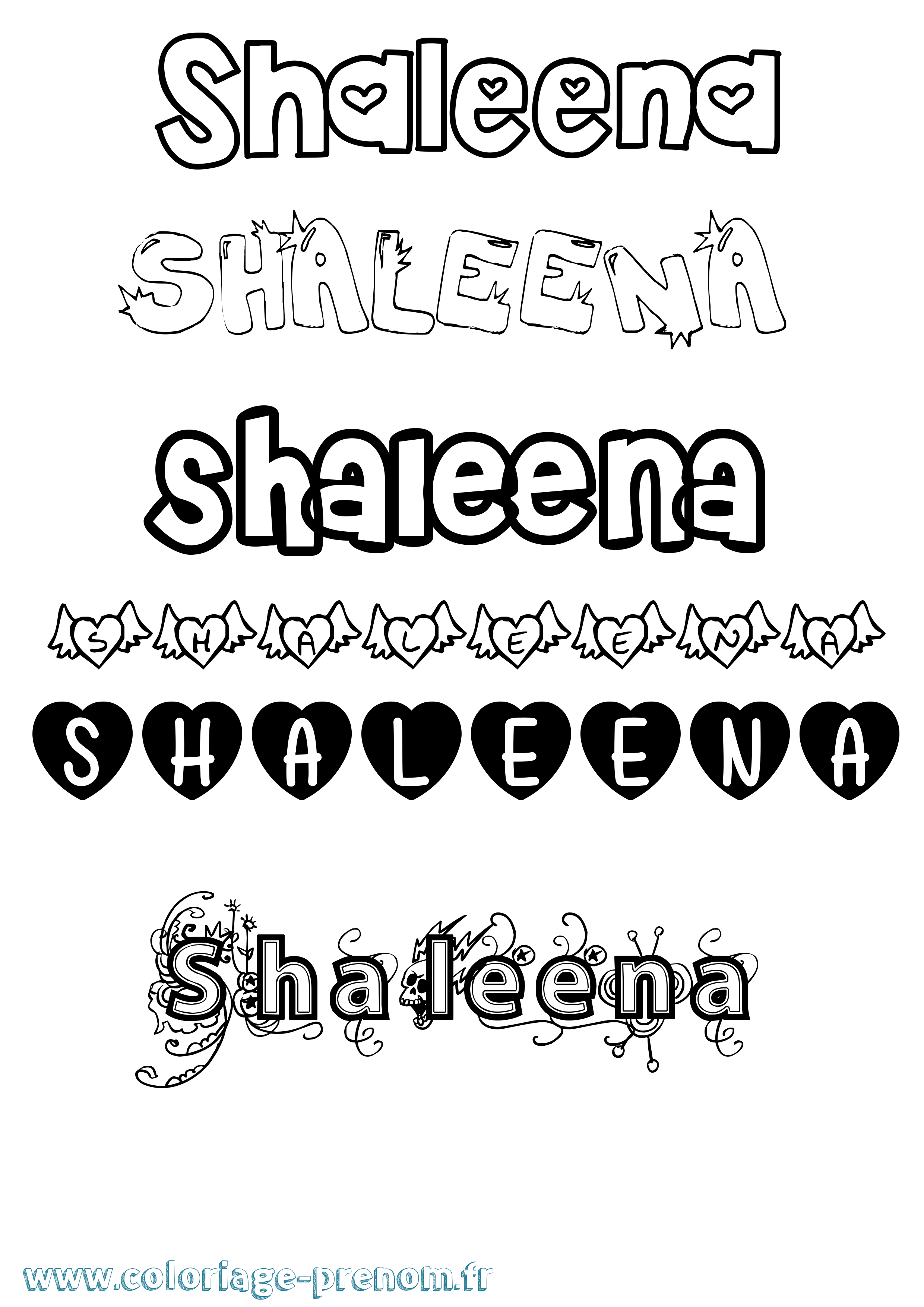 Coloriage Shaleena Girly Coloriage prénom Shaleena Girly