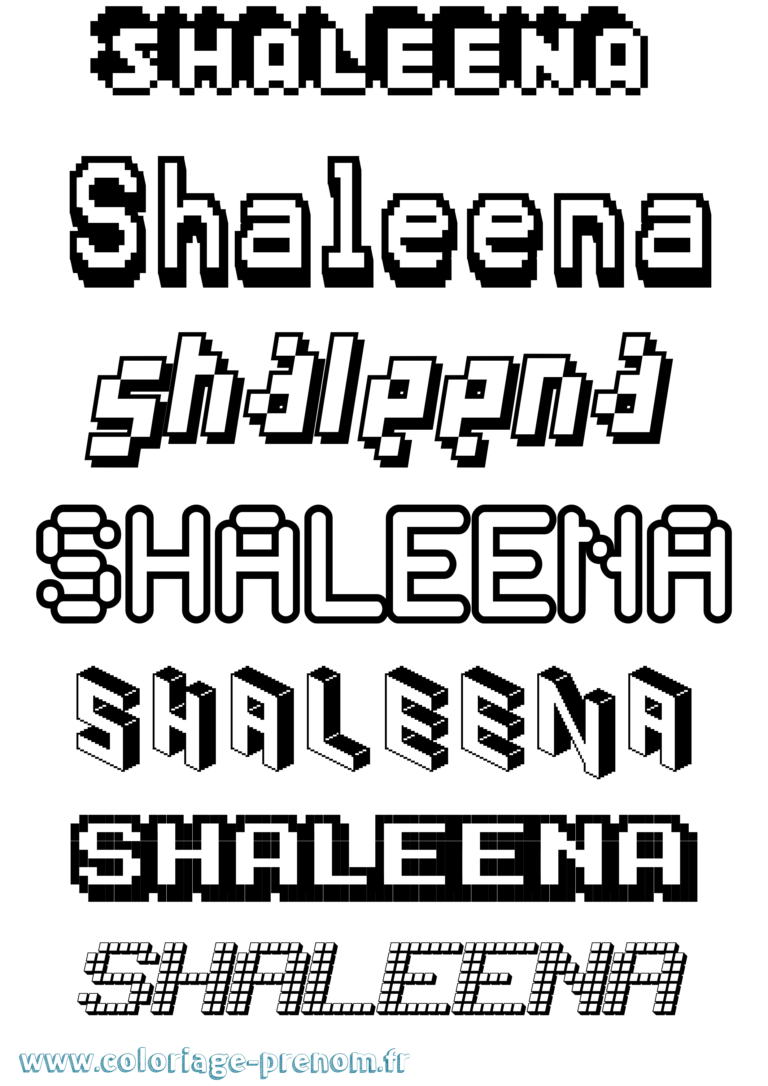 Coloriage Shaleena Pixel Coloriage prénom Shaleena Pixel