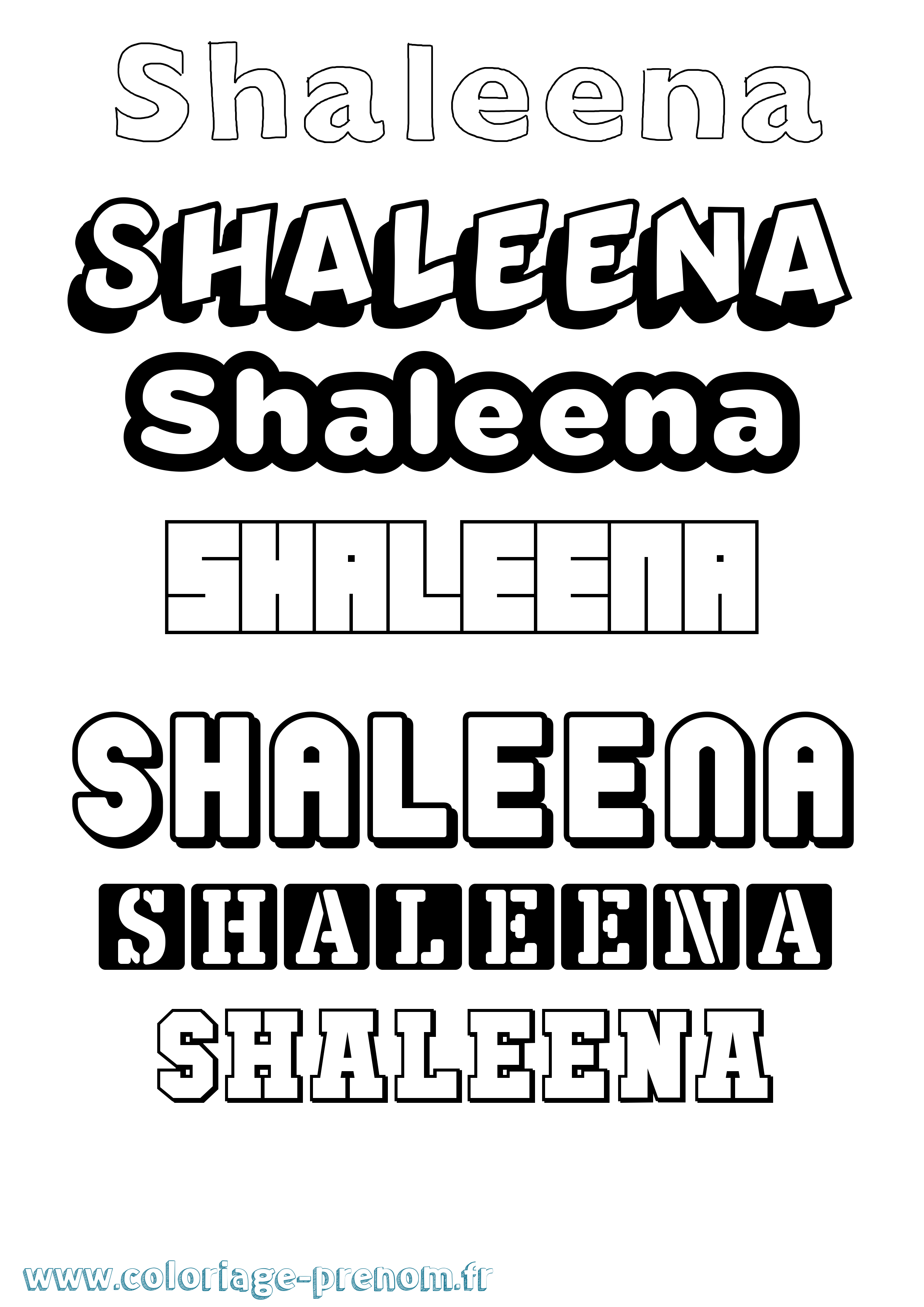 Coloriage Shaleena Simple Coloriage prénom Shaleena Simple
