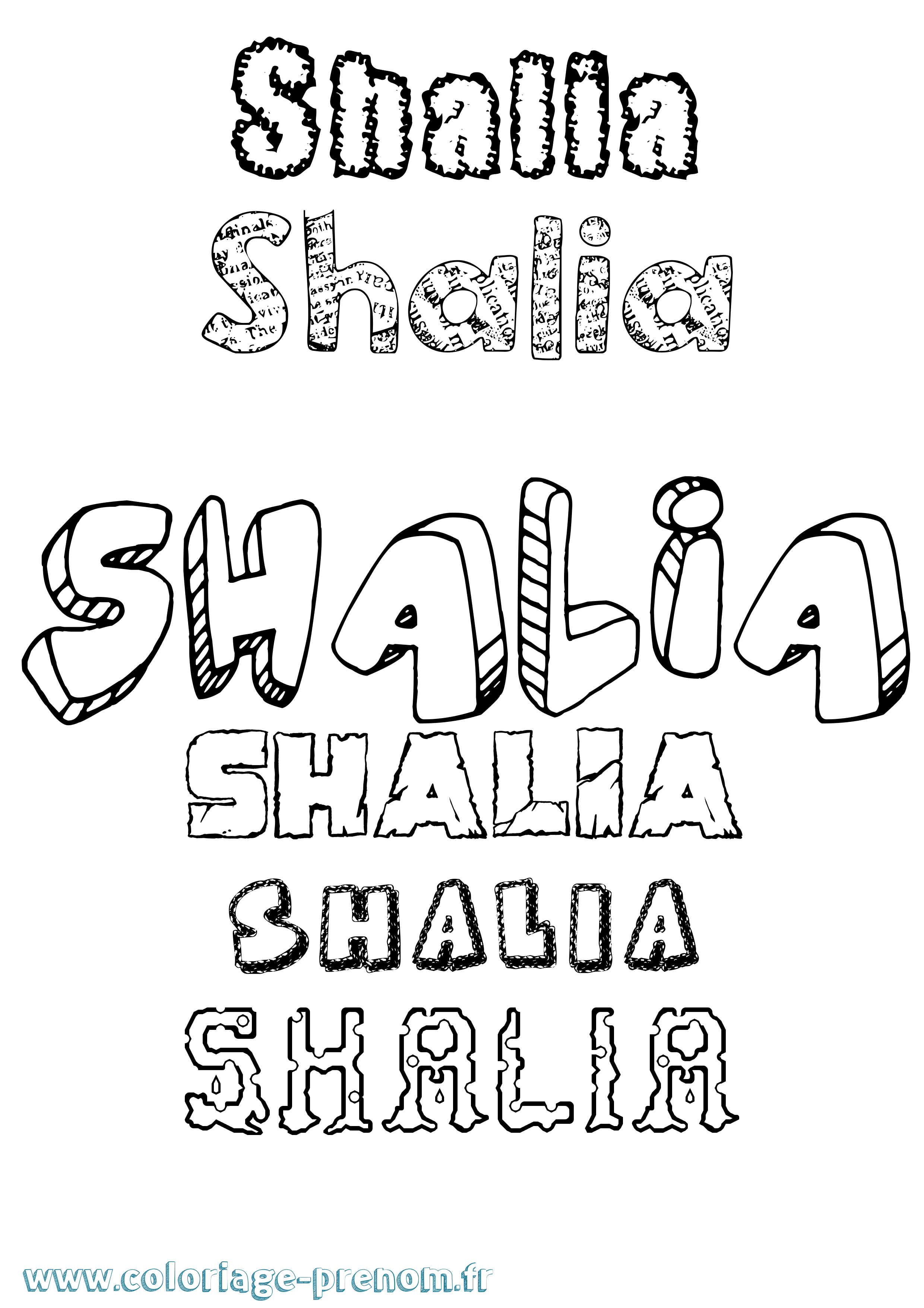 Coloriage Shalia Destructuré Coloriage prénom Shalia Destructuré