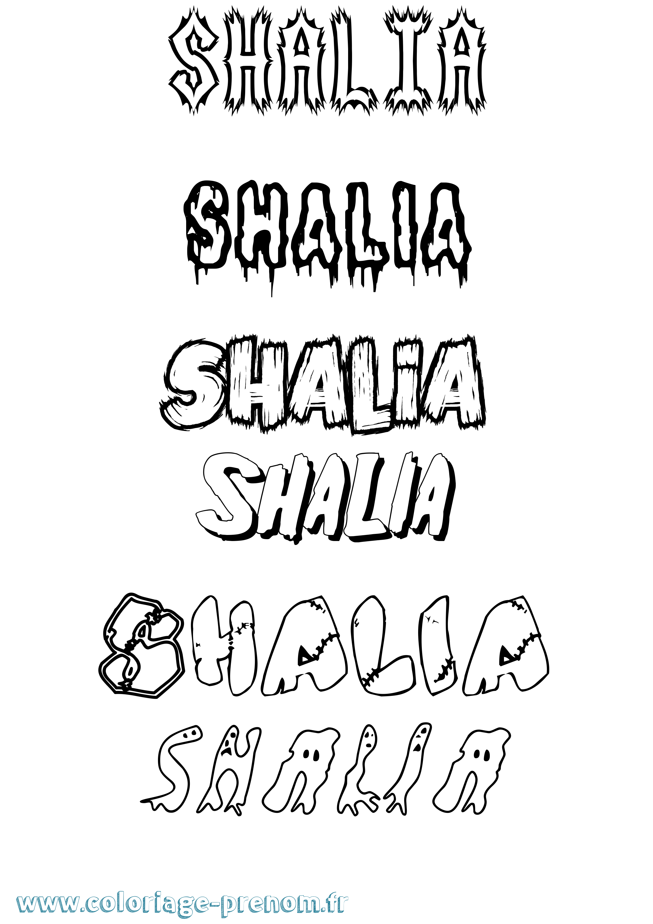 Coloriage Shalia Frisson Coloriage prénom Shalia Frisson