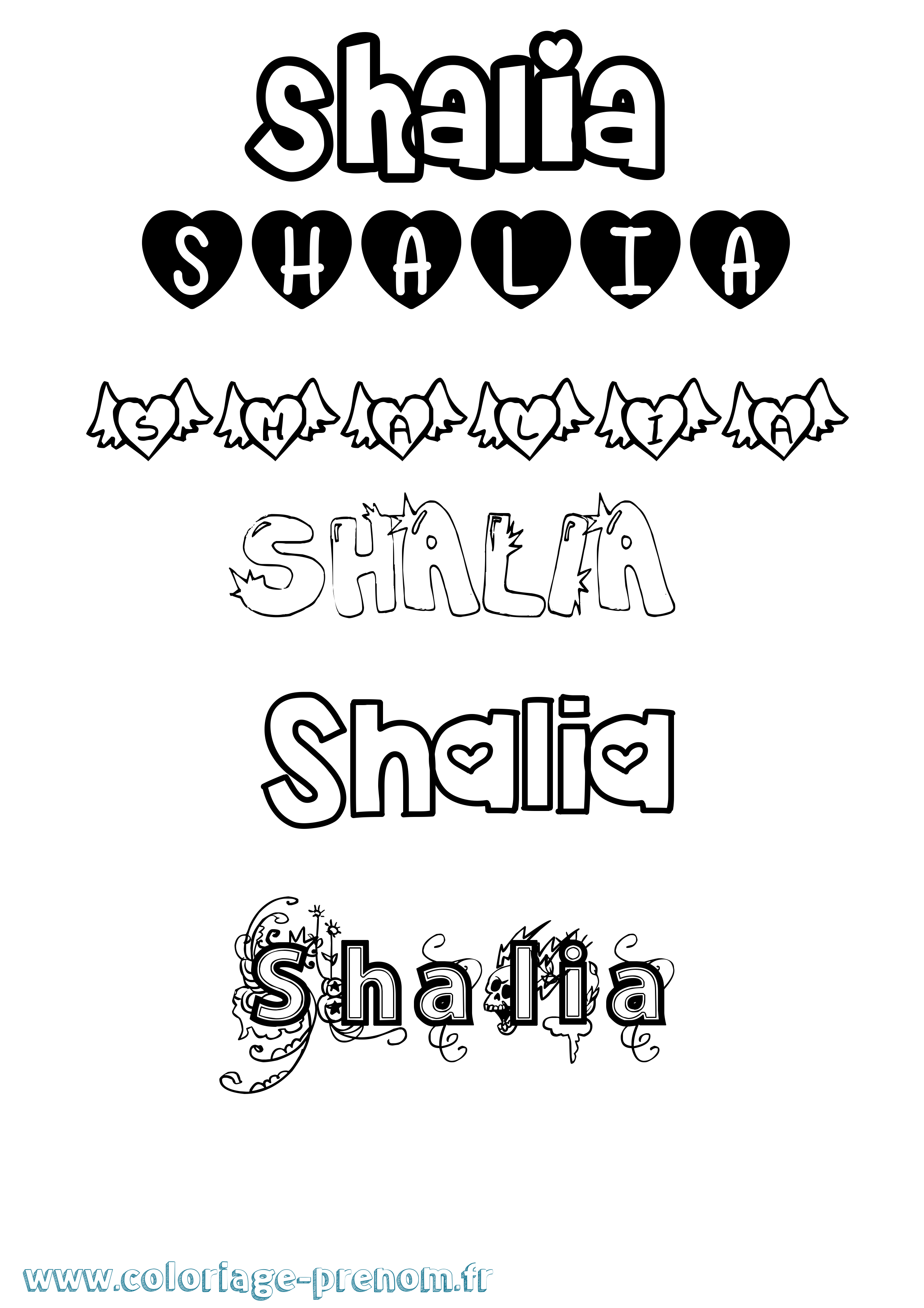 Coloriage Shalia Girly Coloriage prénom Shalia Girly