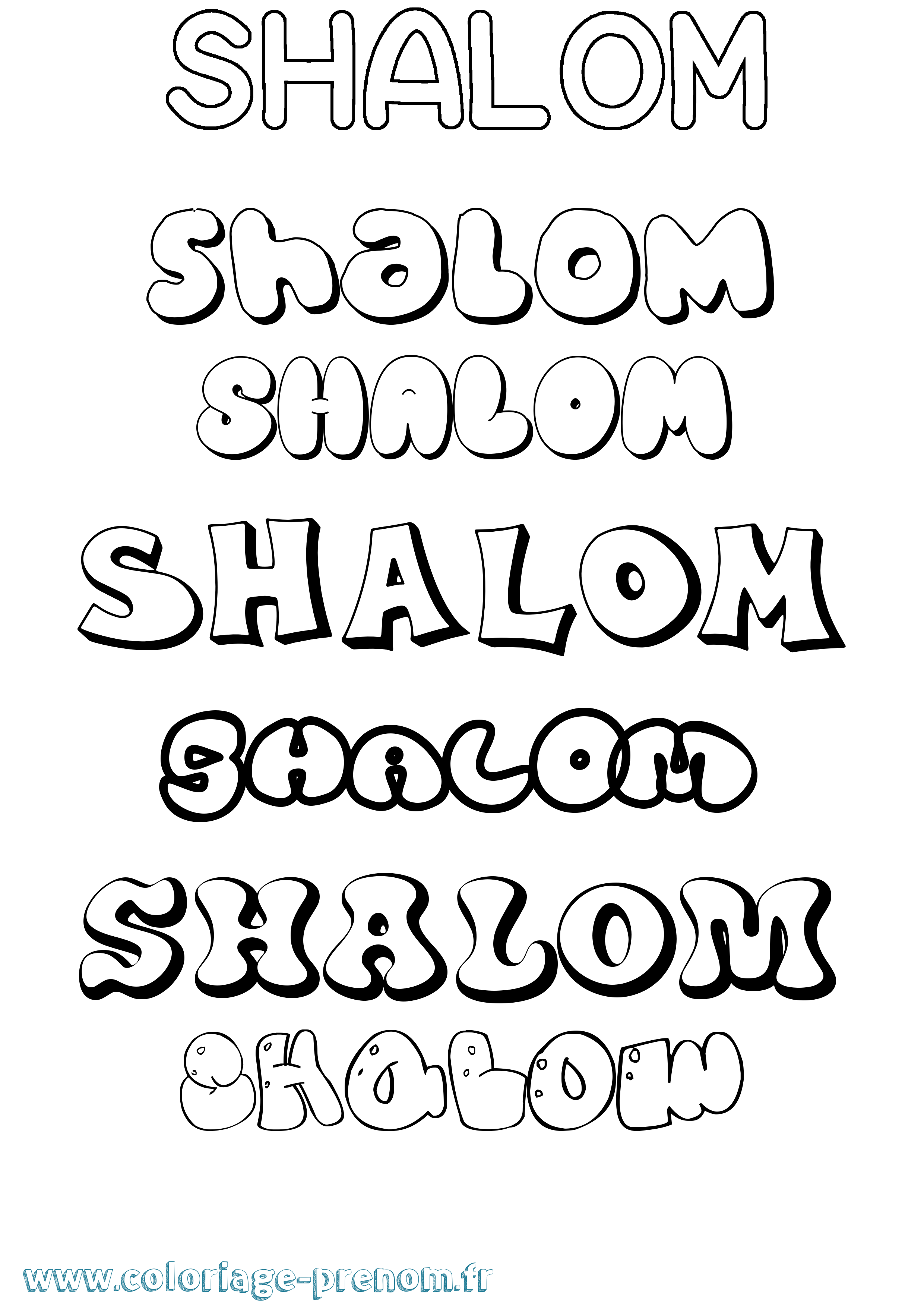 Coloriage Shalom Bubble Coloriage prénom Shalom Bubble