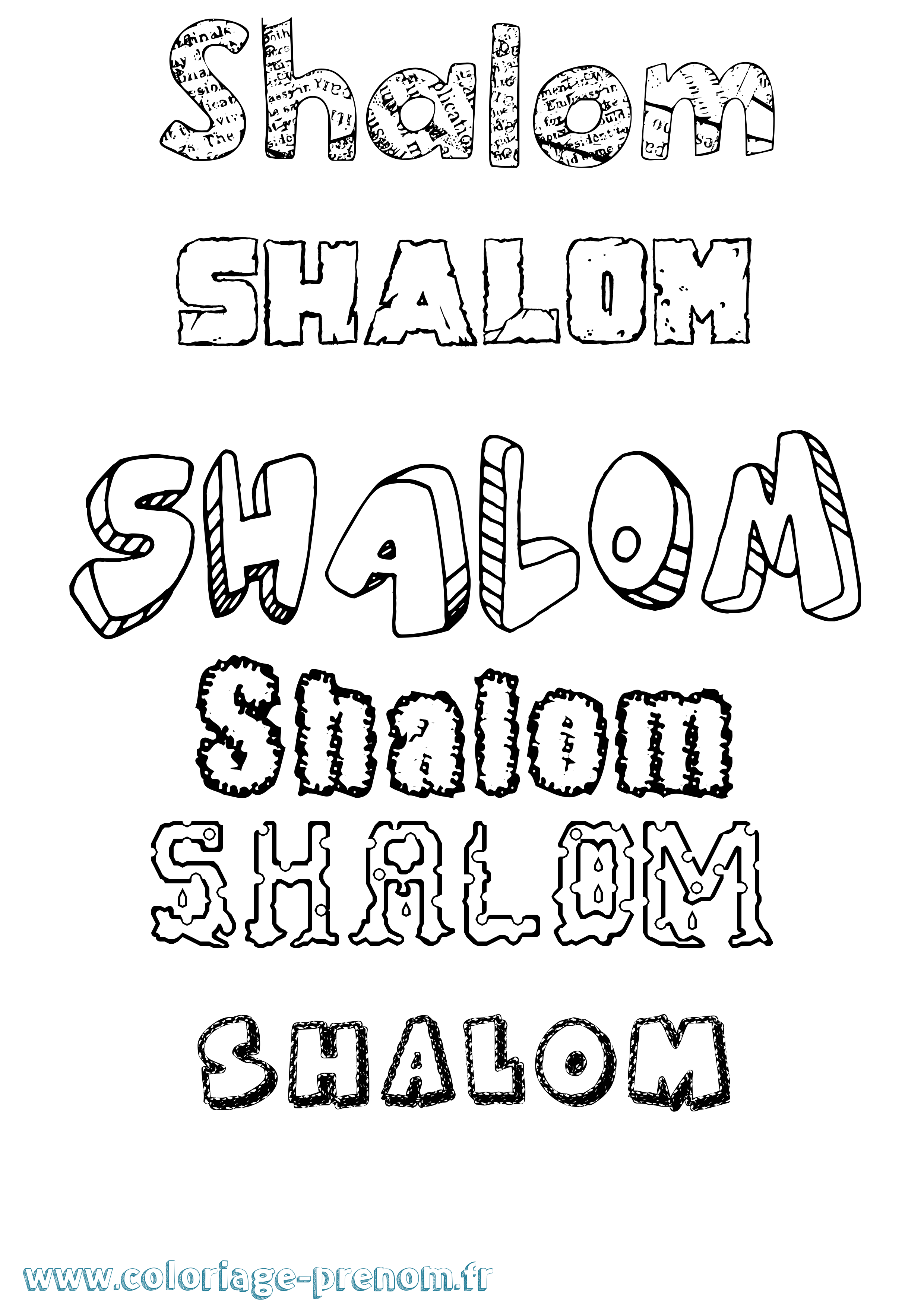 Coloriage Shalom Destructuré Coloriage prénom Shalom Destructuré