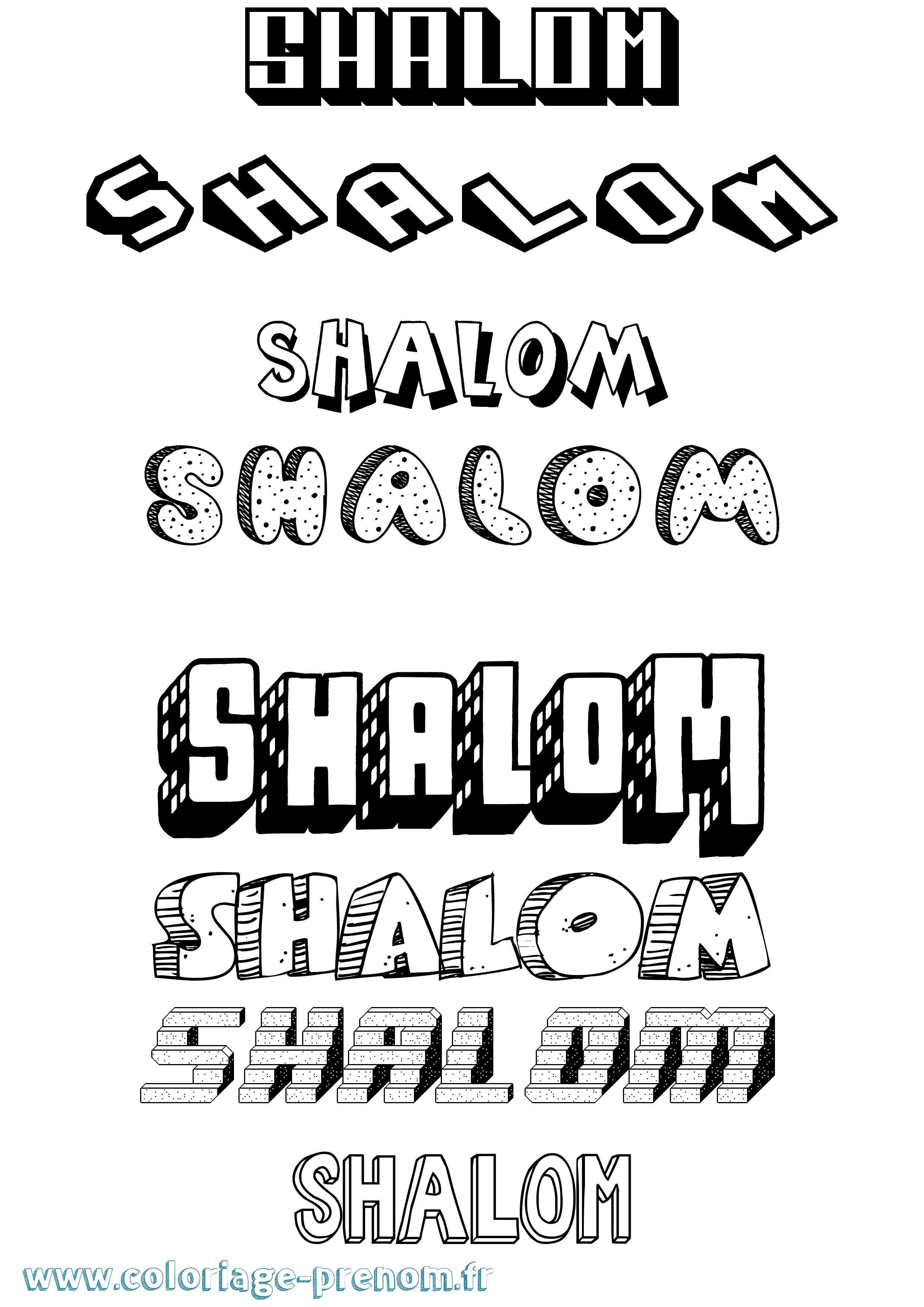 Coloriage Shalom Effet 3D Coloriage prénom Shalom Effet 3D