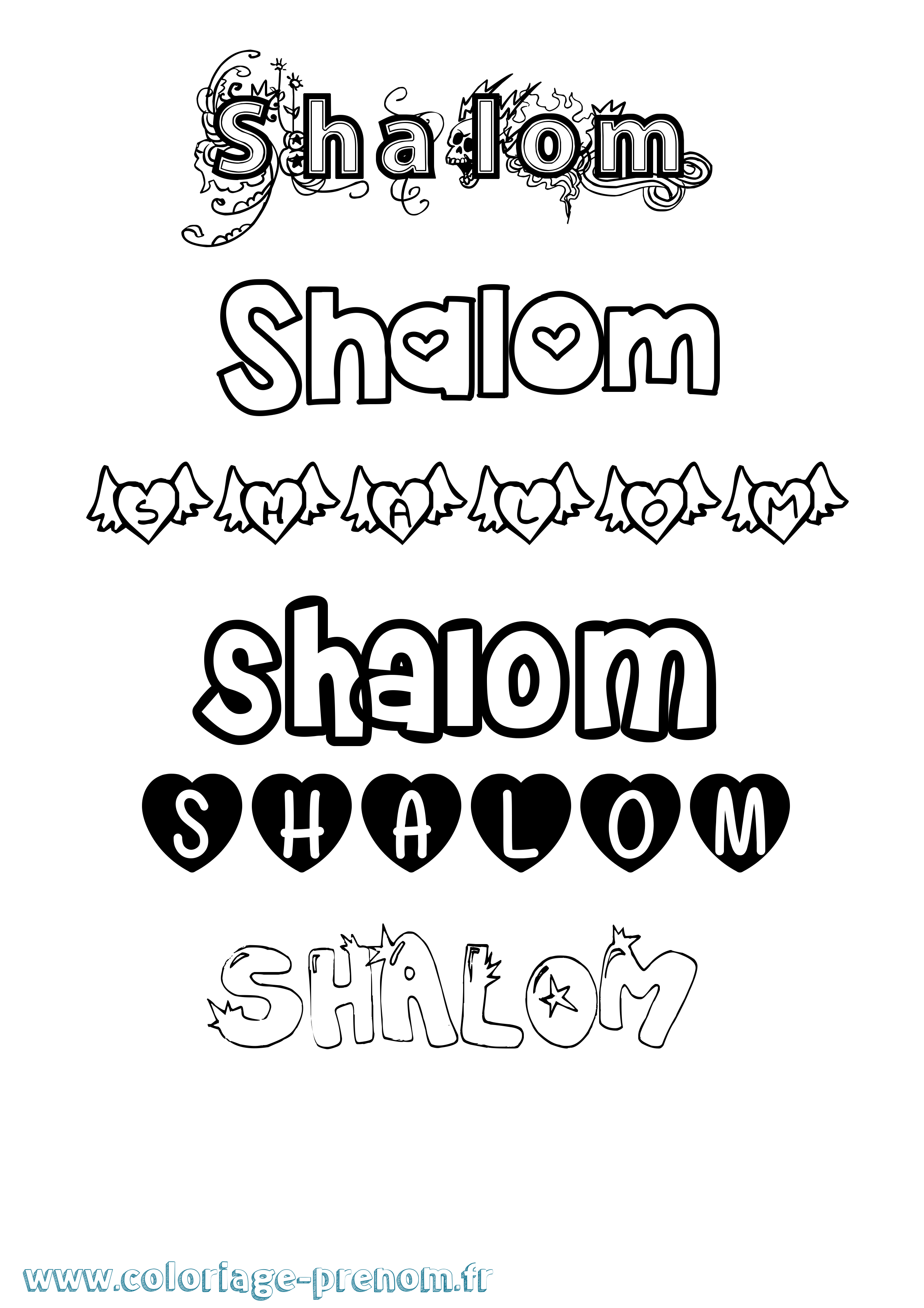 Coloriage Shalom Girly Coloriage prénom Shalom Girly