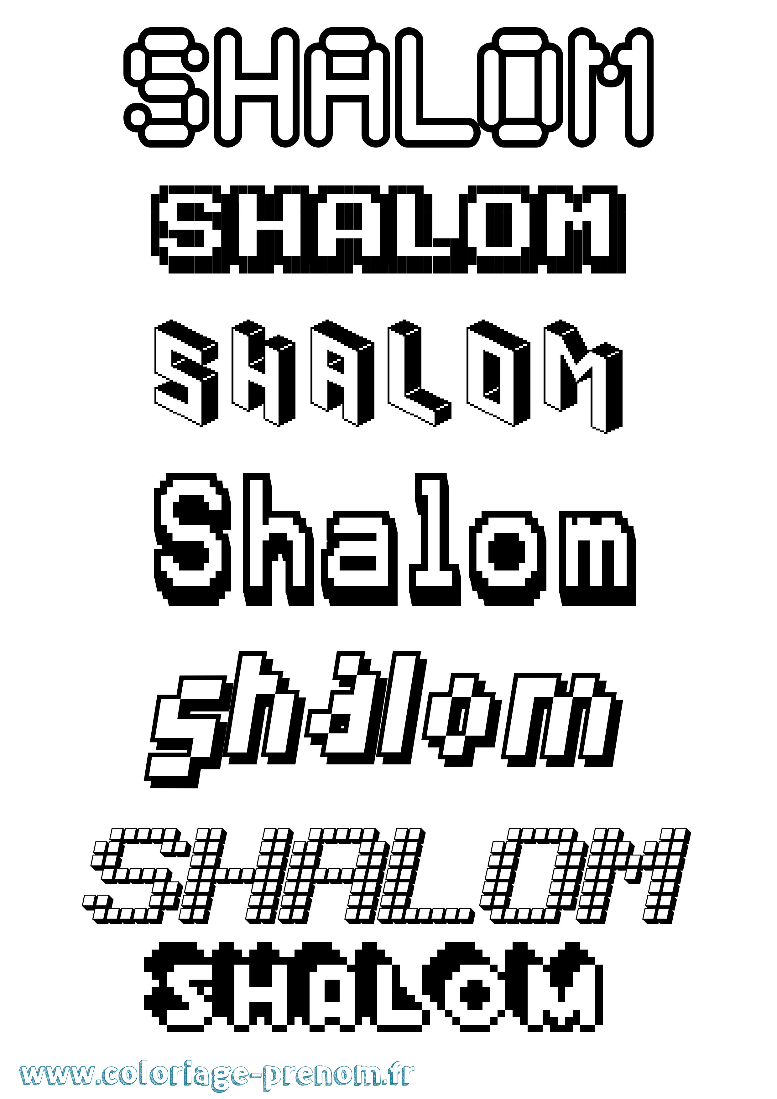 Coloriage Shalom Pixel Coloriage prénom Shalom Pixel