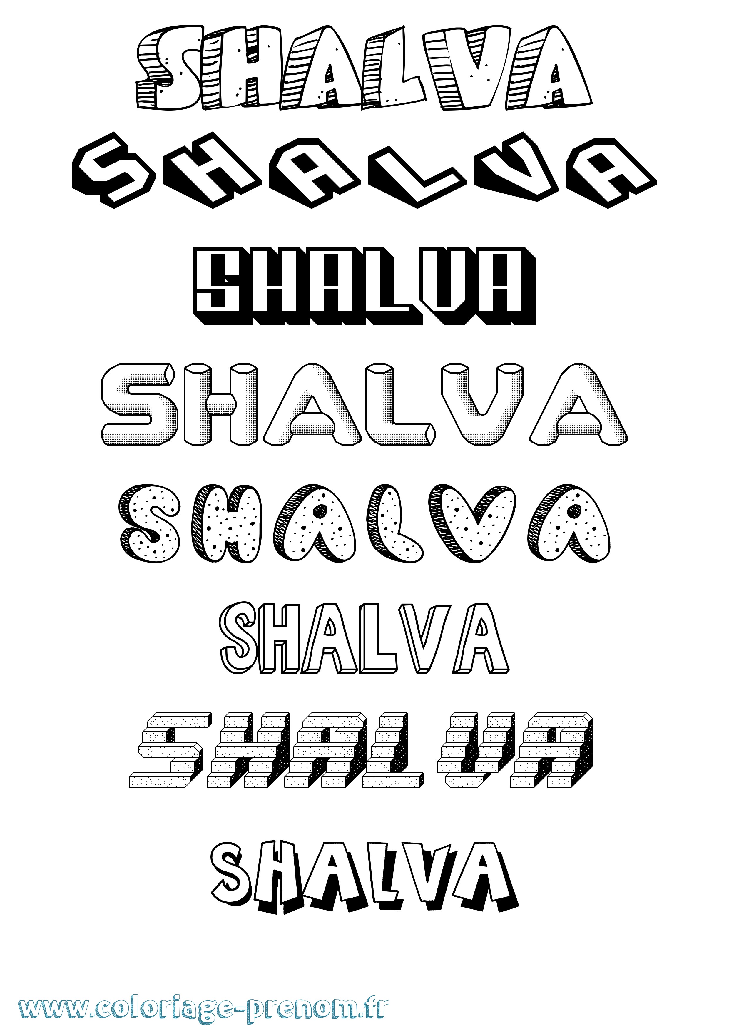Coloriage Shalva Effet 3D Coloriage prénom Shalva Effet 3D