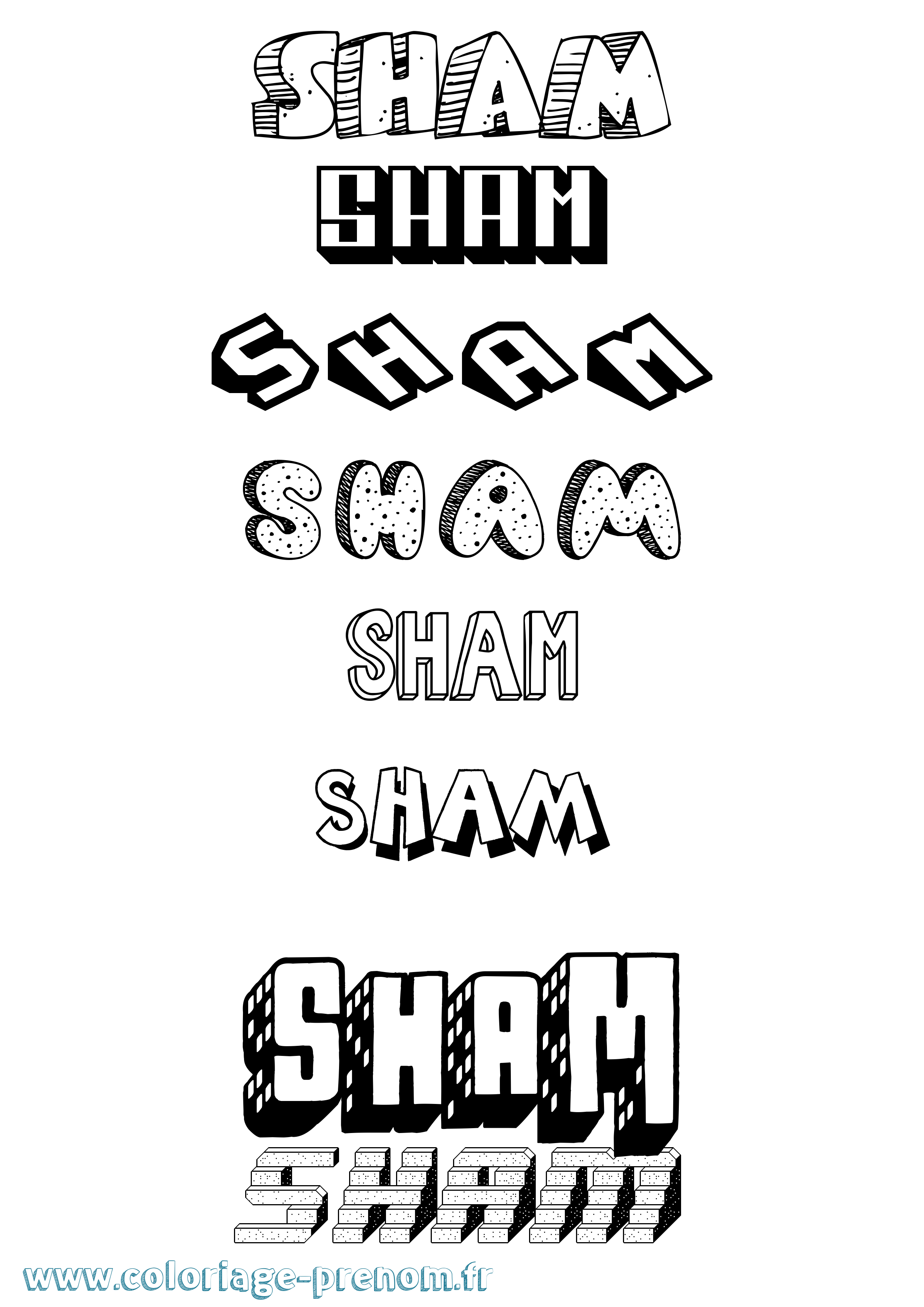 Coloriage Sham Effet 3D Coloriage prénom Sham Effet 3D