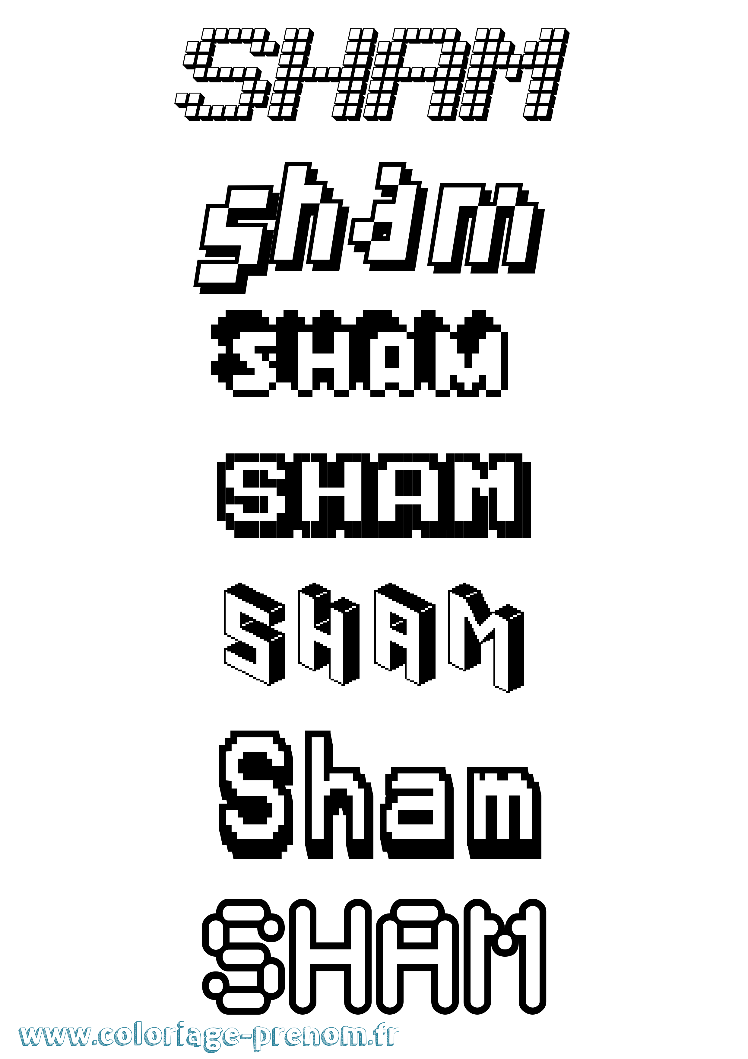Coloriage Sham Pixel Coloriage prénom Sham Pixel