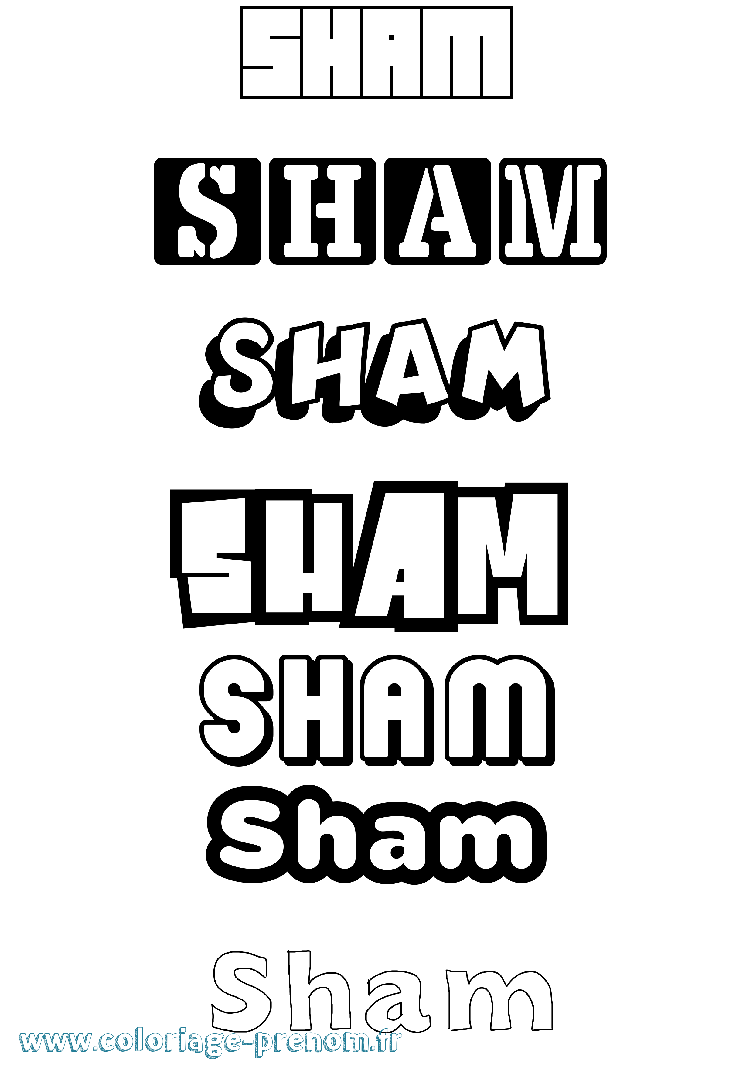 Coloriage Sham Simple Coloriage prénom Sham Simple