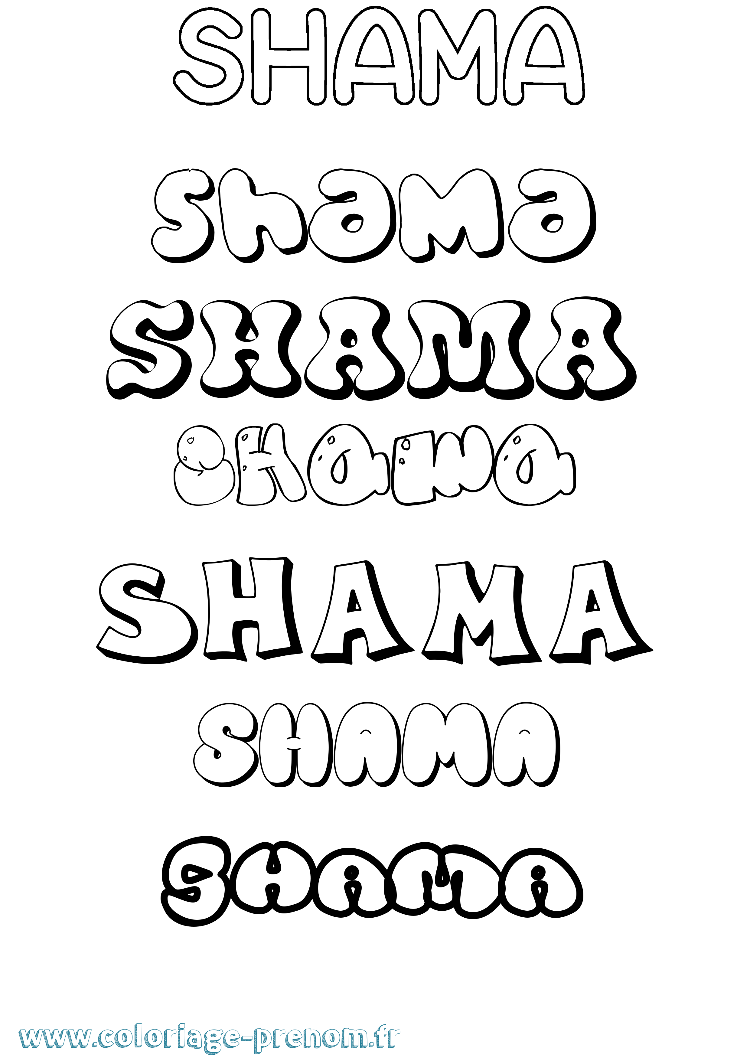 Coloriage Shama Bubble Coloriage prénom Shama Bubble