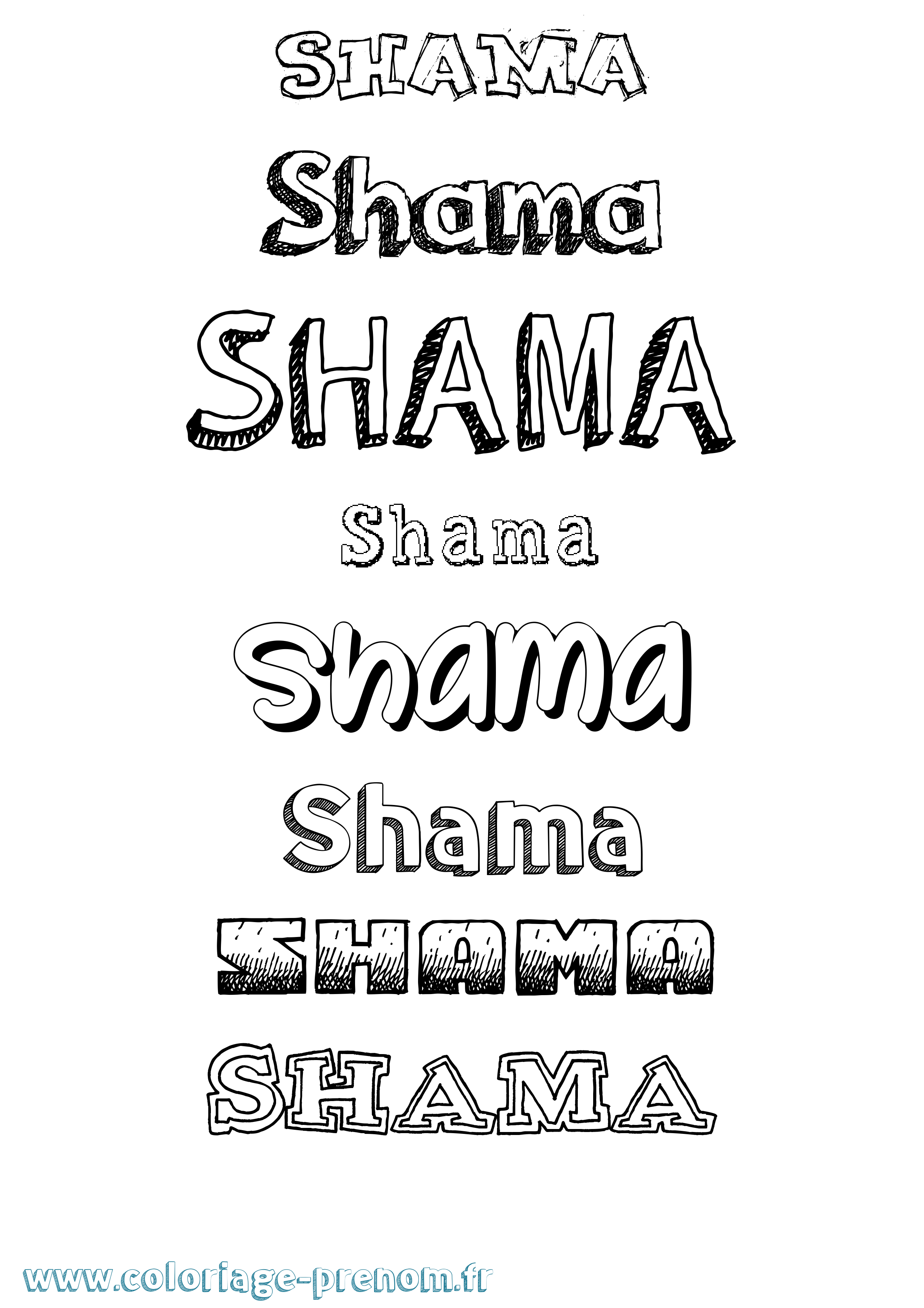 Coloriage Shama Dessiné Coloriage prénom Shama Dessiné