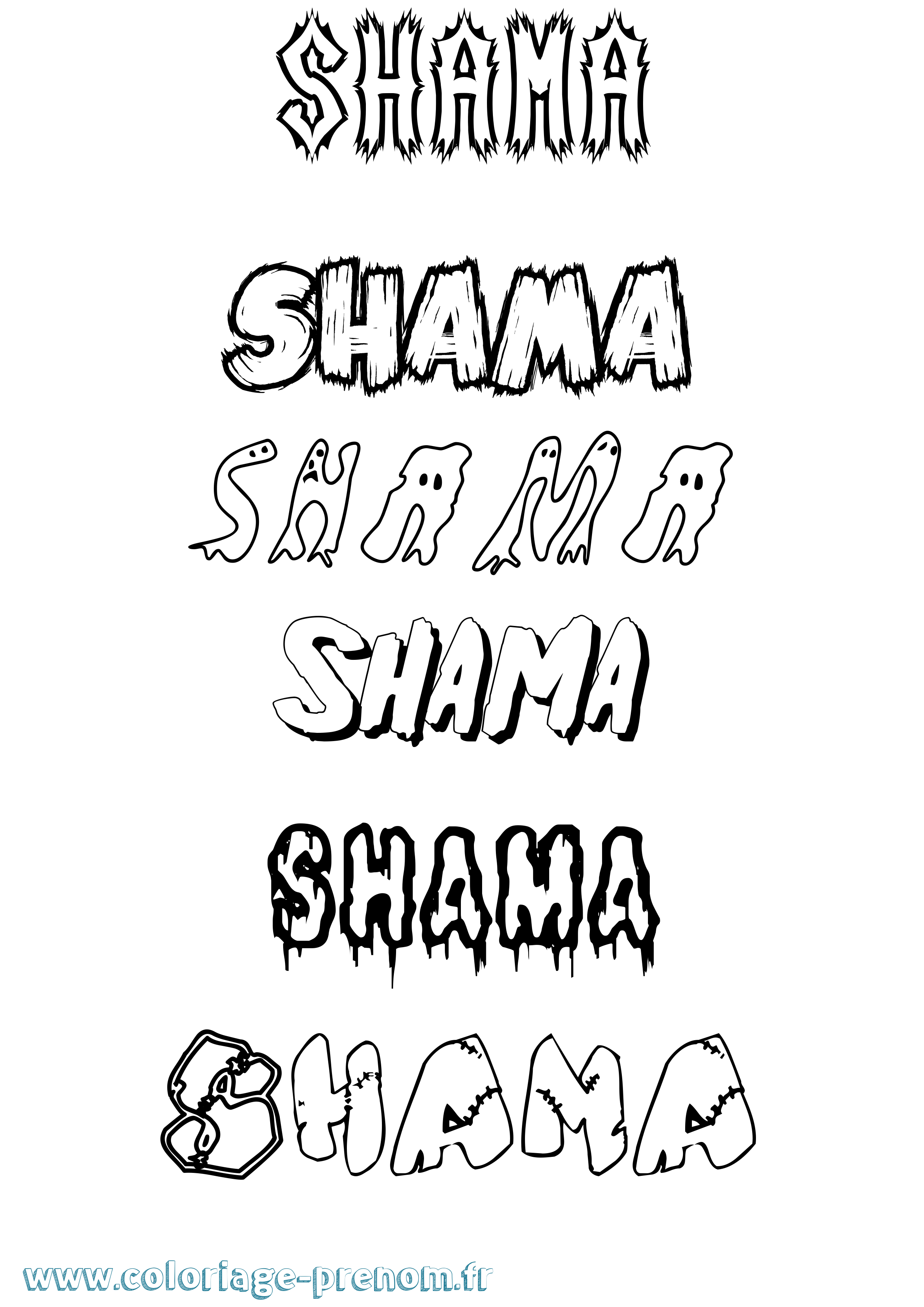 Coloriage Shama Frisson Coloriage prénom Shama Frisson