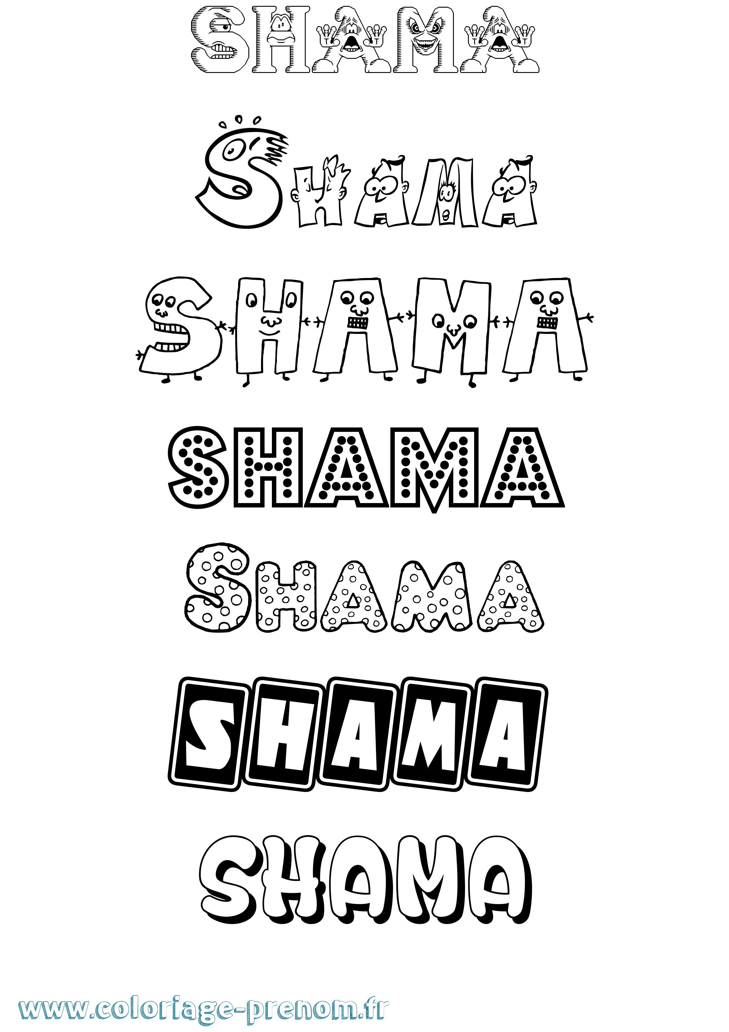 Coloriage Shama Fun Coloriage prénom Shama Fun