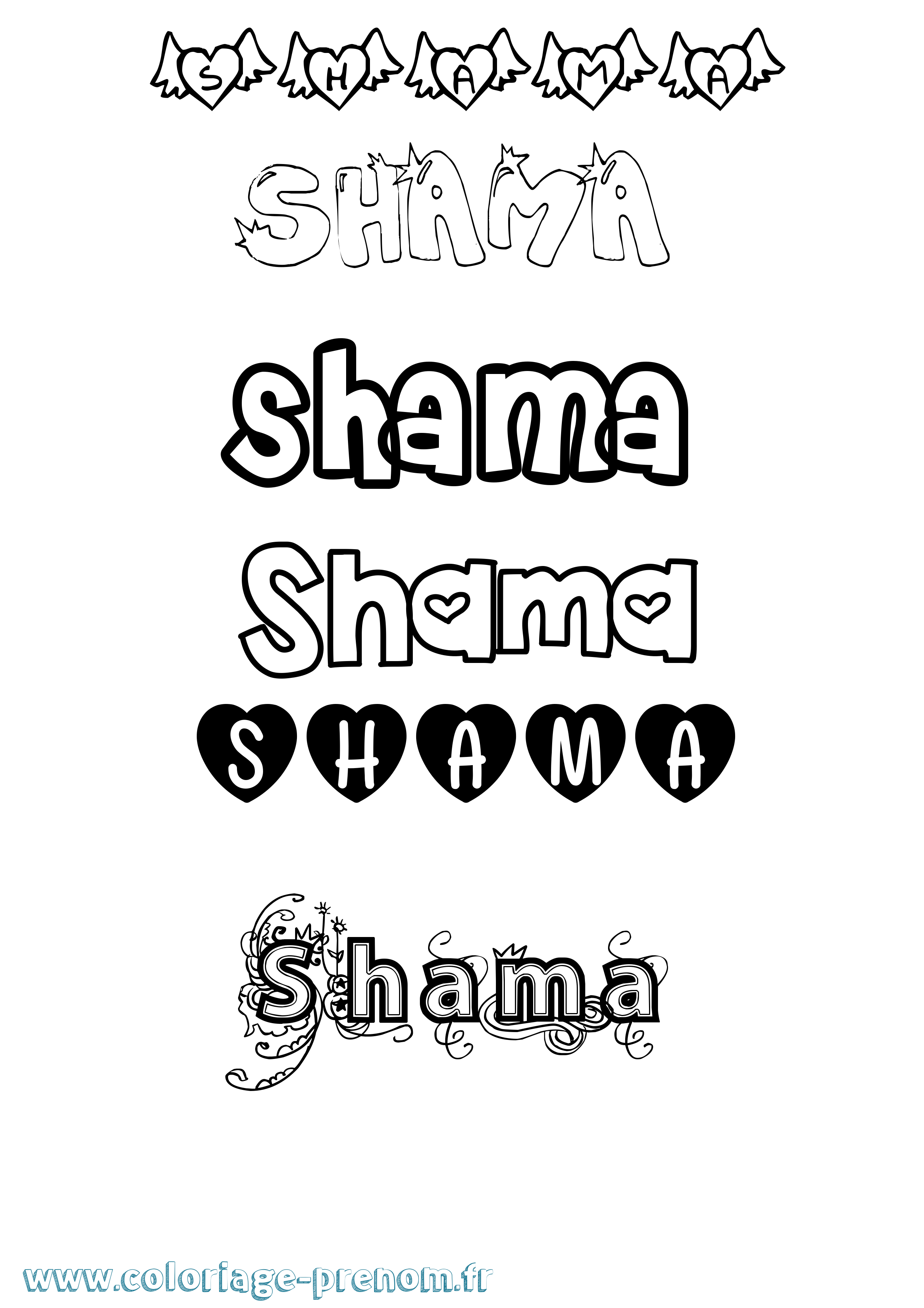 Coloriage Shama Girly Coloriage prénom Shama Girly