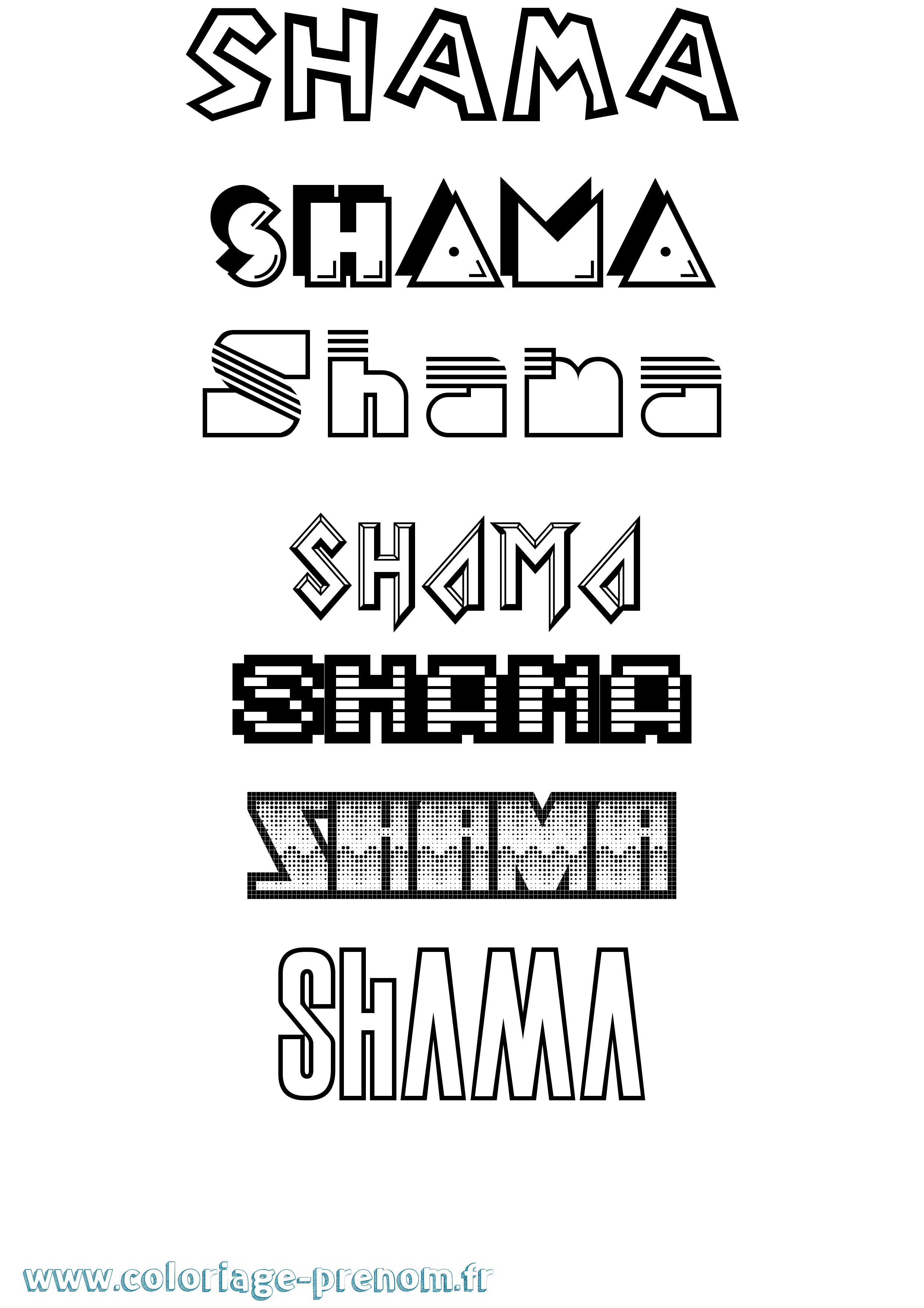 Coloriage Shama Jeux Vidéos Coloriage prénom Shama Jeux Vidéos