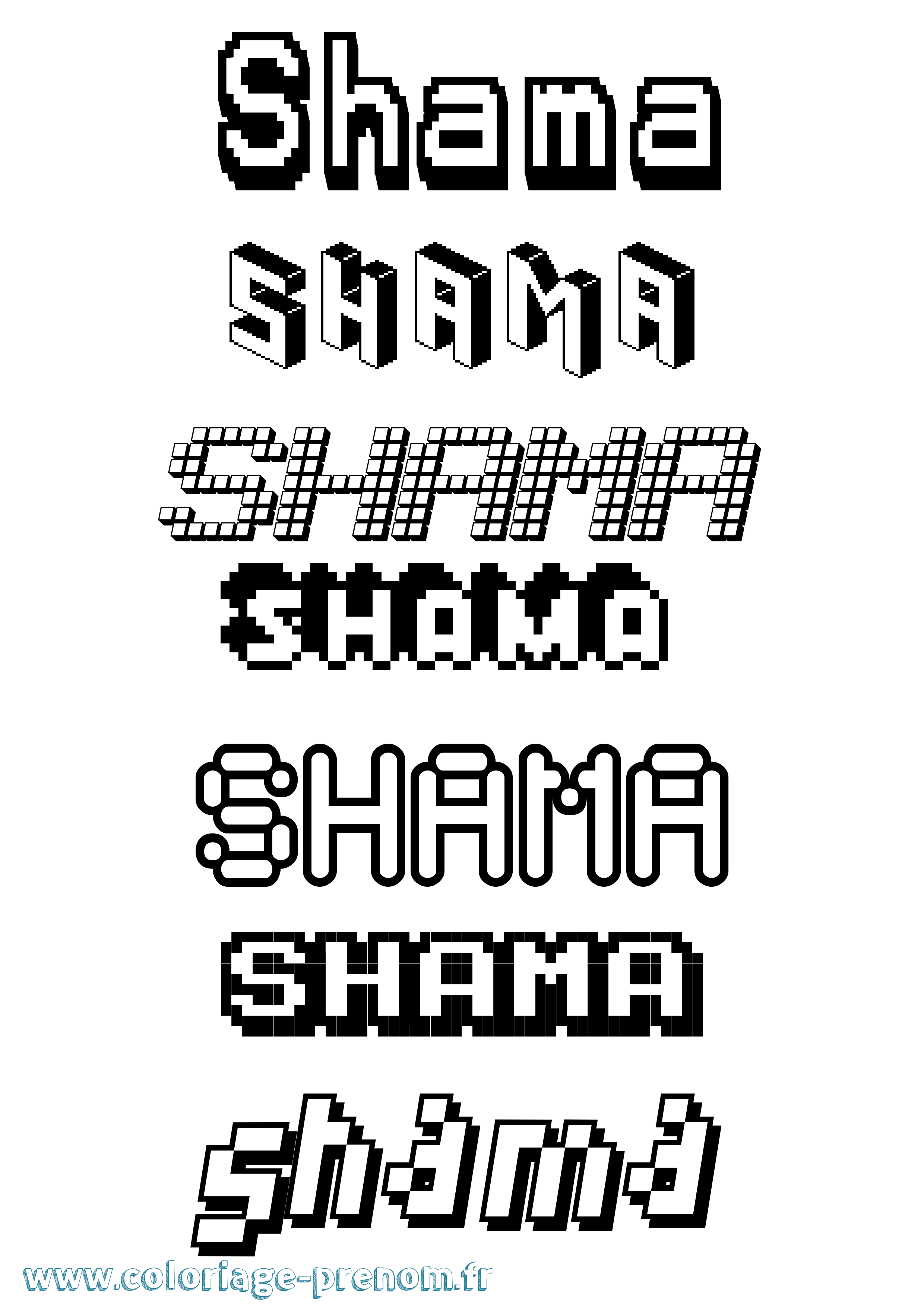 Coloriage Shama Pixel Coloriage prénom Shama Pixel
