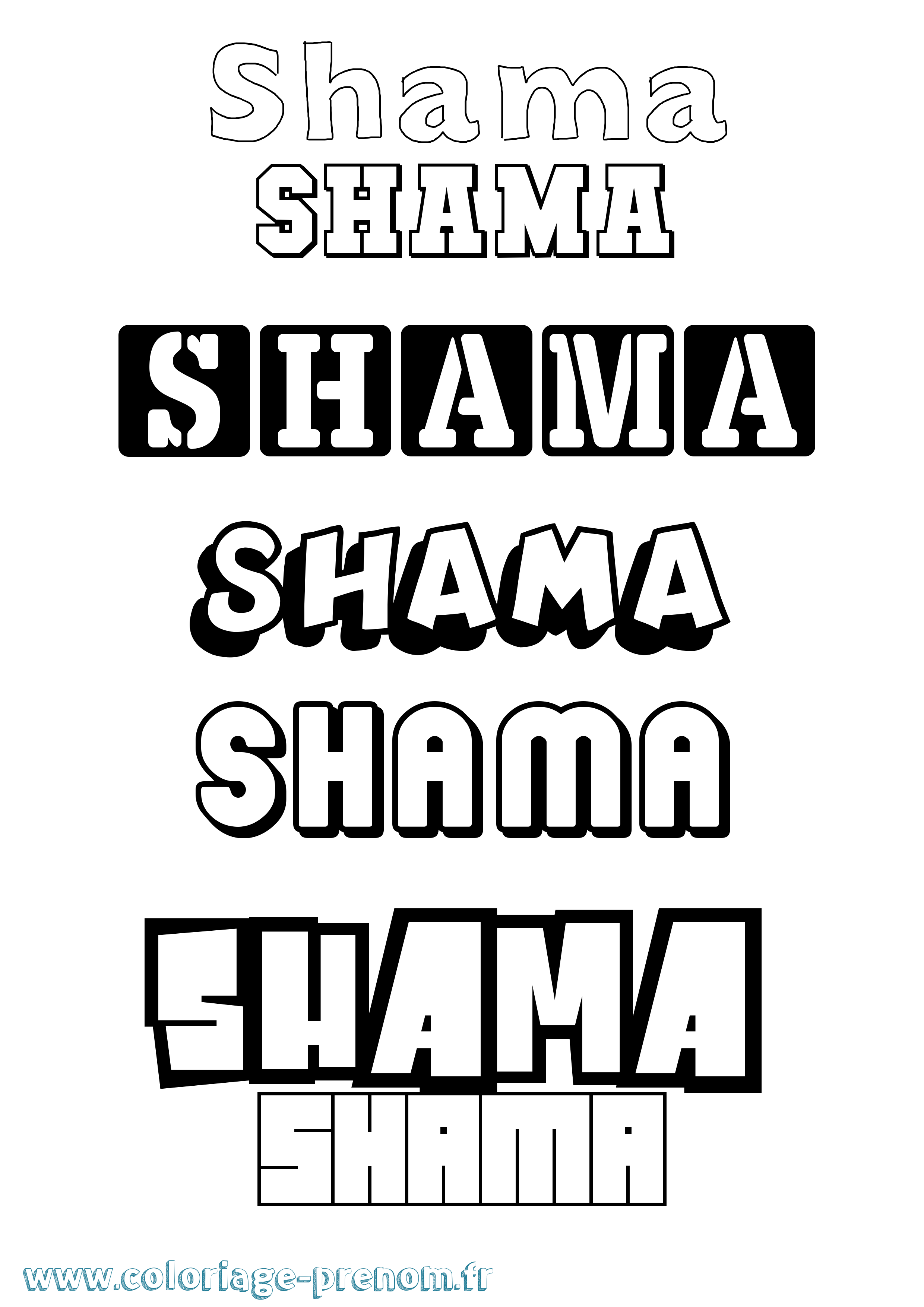 Coloriage Shama Simple Coloriage prénom Shama Simple