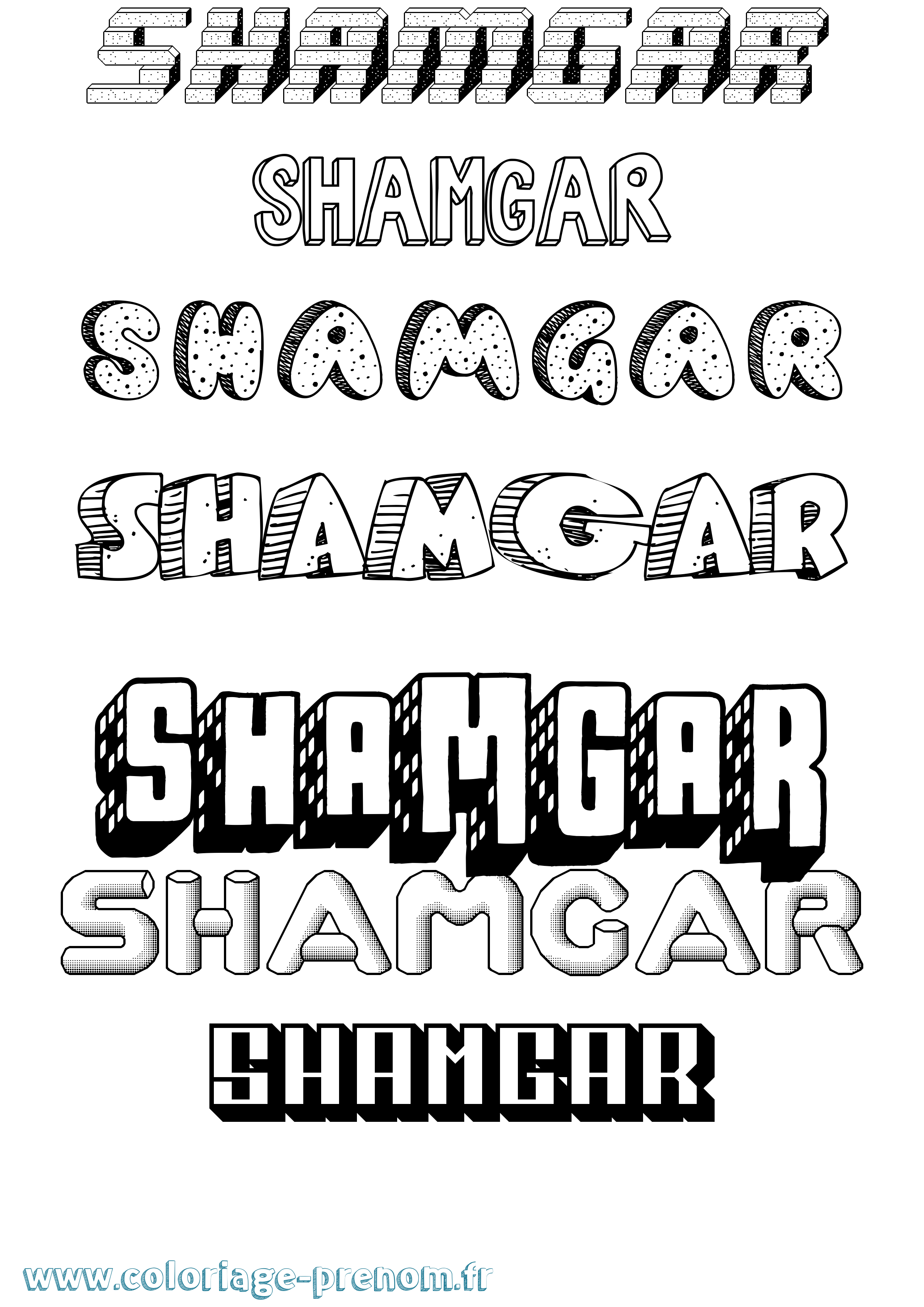 Coloriage Shamgar Effet 3D Coloriage prénom Shamgar Effet 3D