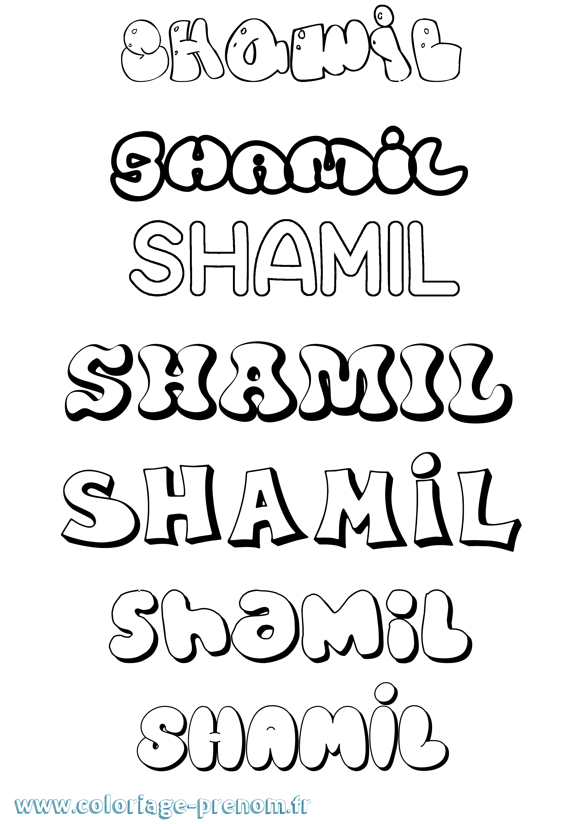 Coloriage Shamil Bubble Coloriage prénom Shamil Bubble