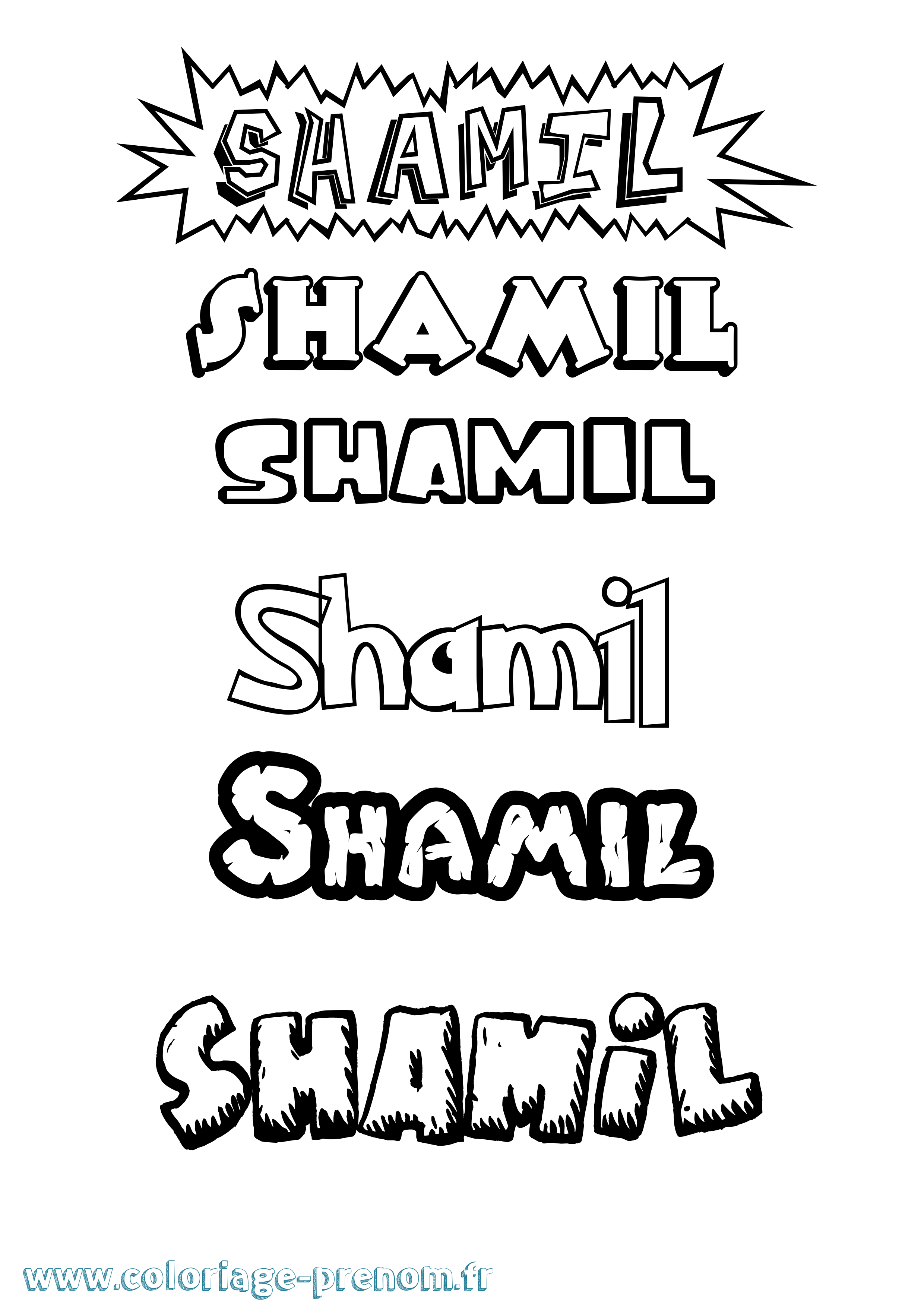 Coloriage Shamil Dessin Animé Coloriage prénom Shamil Dessin Animé